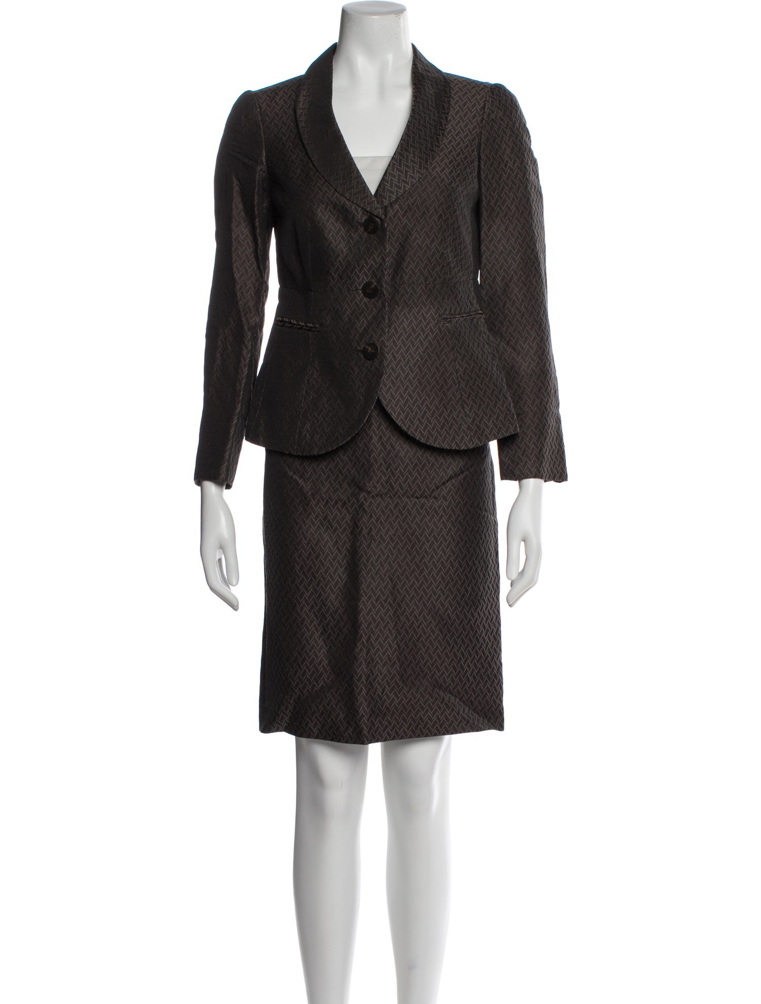 Armani Collezioni Linen Striped Skirt Suit