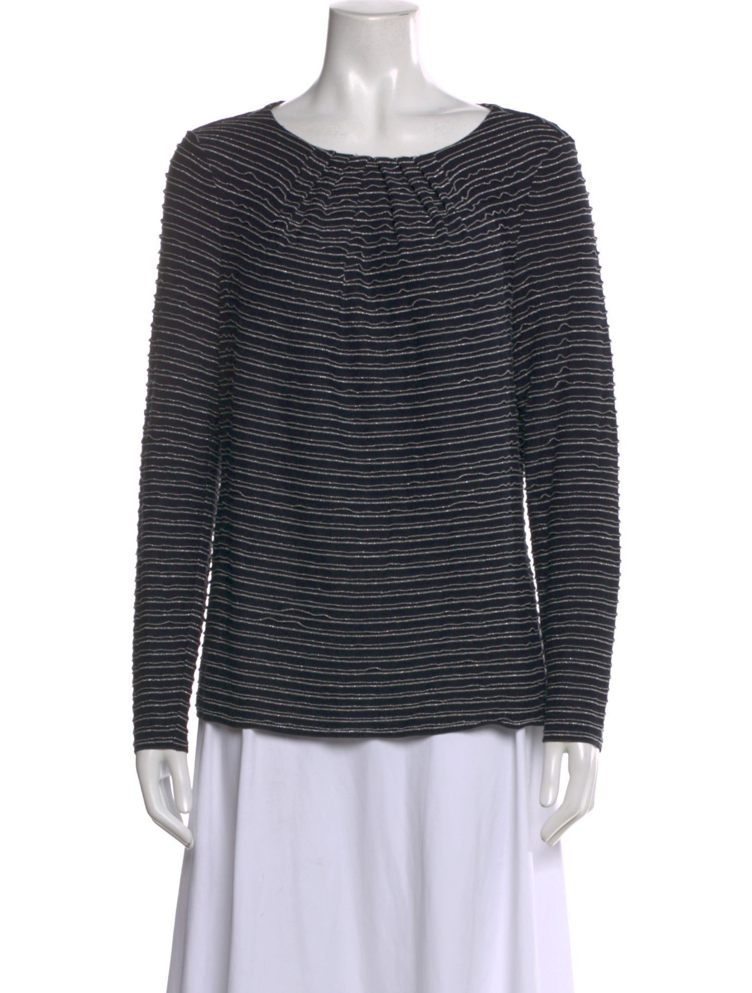 Armani Collezioni Striped Scoop Neck Sweater