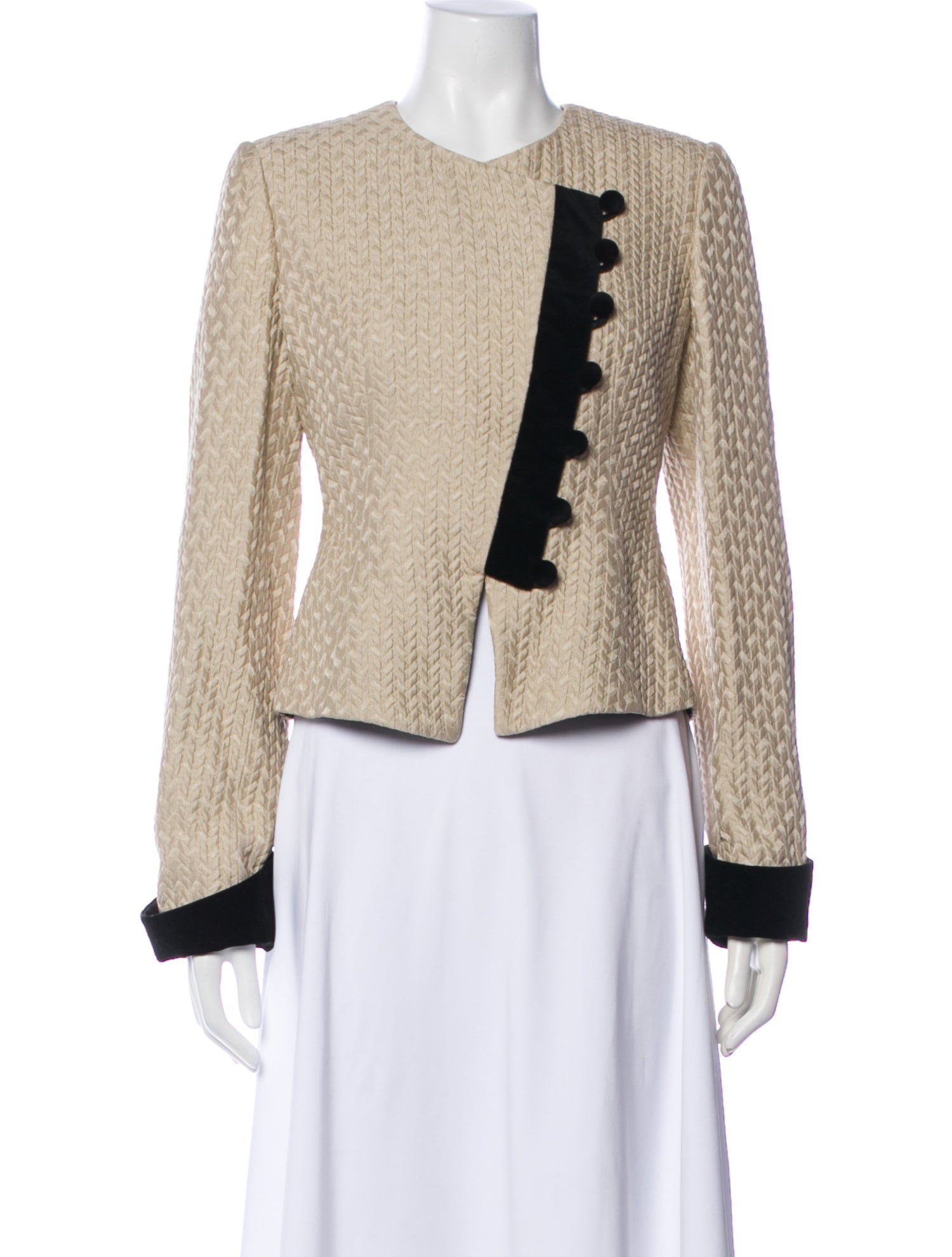 Armani Collezioni Wool Colorblock Pattern Evening Jacket