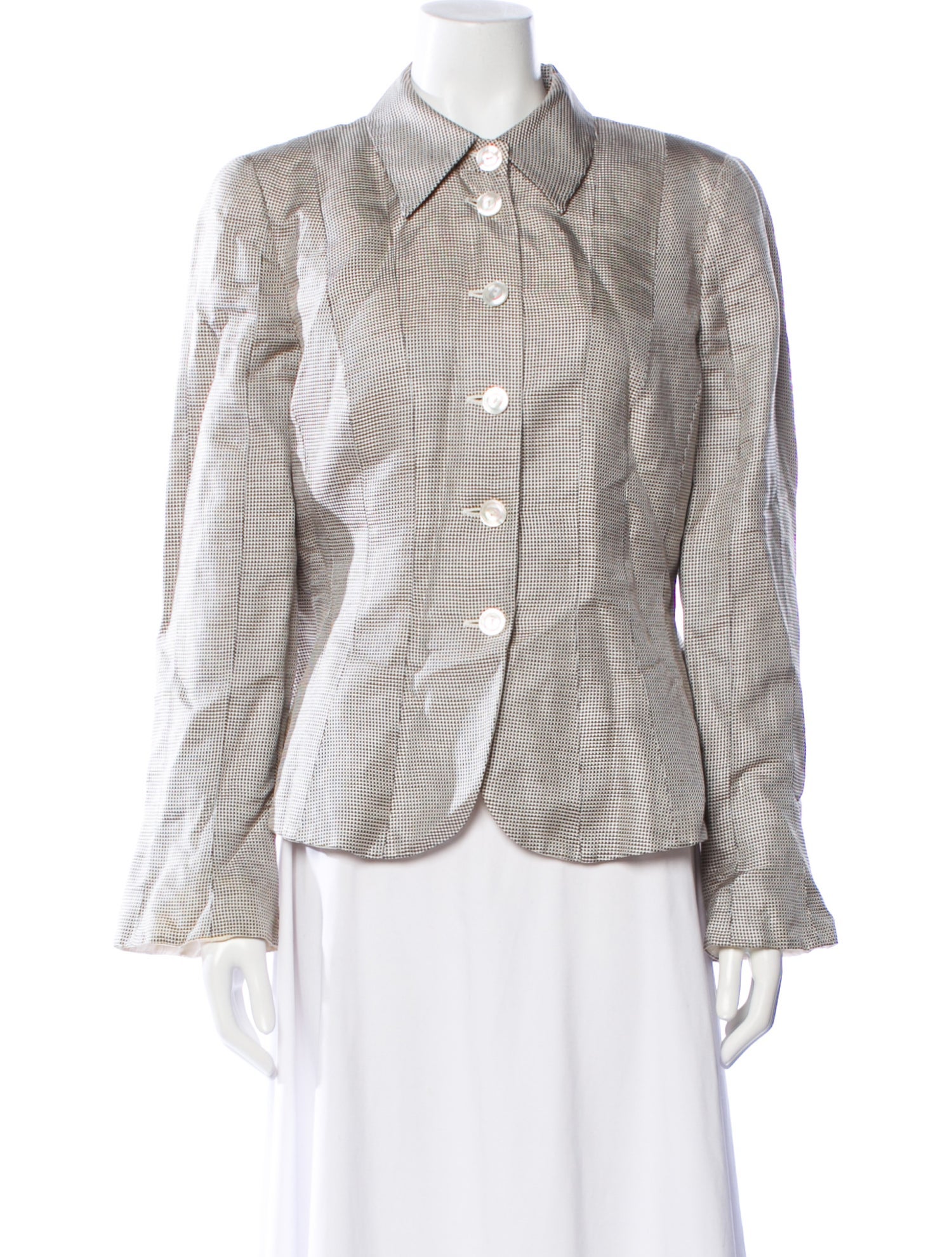 Armani Collezioni Silk Plaid Print Jacket