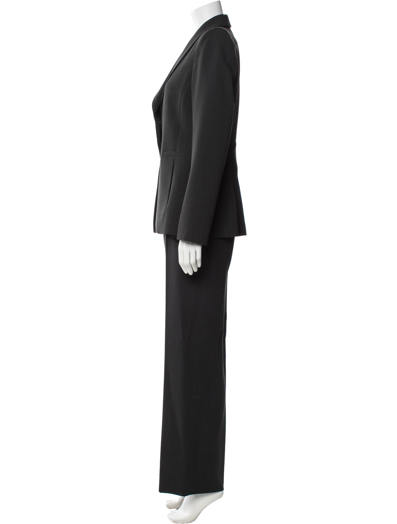 Armani Collezioni Virgin Wool Ruffle Embellishment Pantsuit