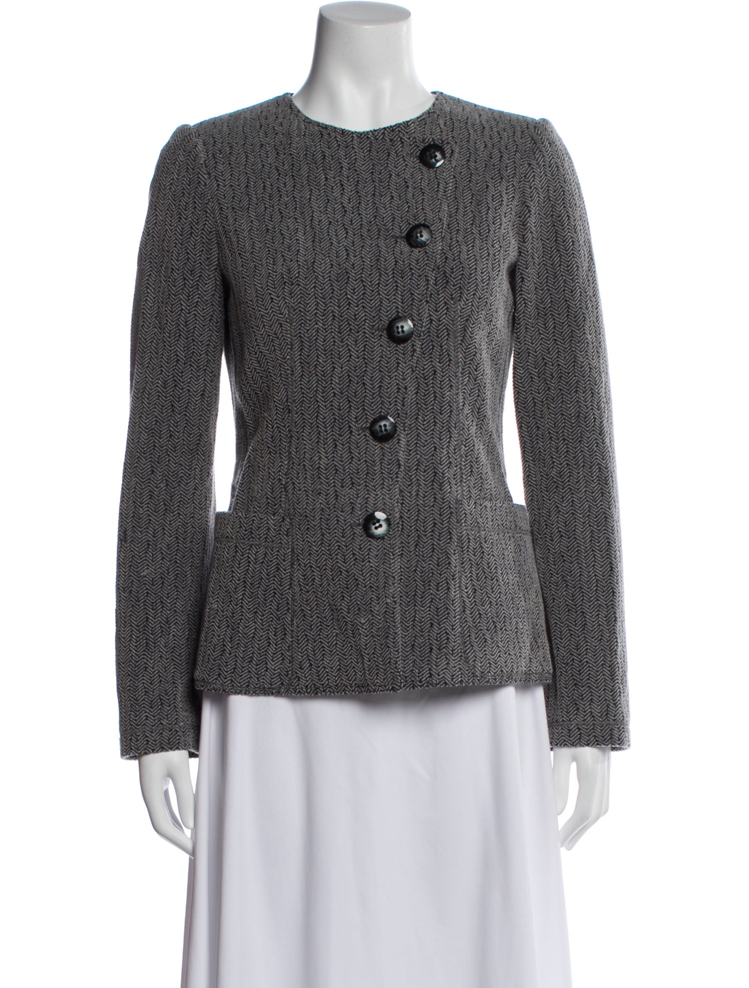 Armani Collezioni Virgin Wool Tweed Pattern Coat