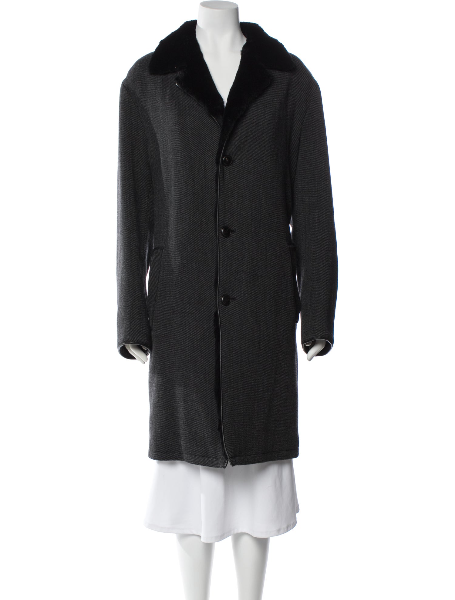 Armani Collezioni Wool Faux Fur Coat