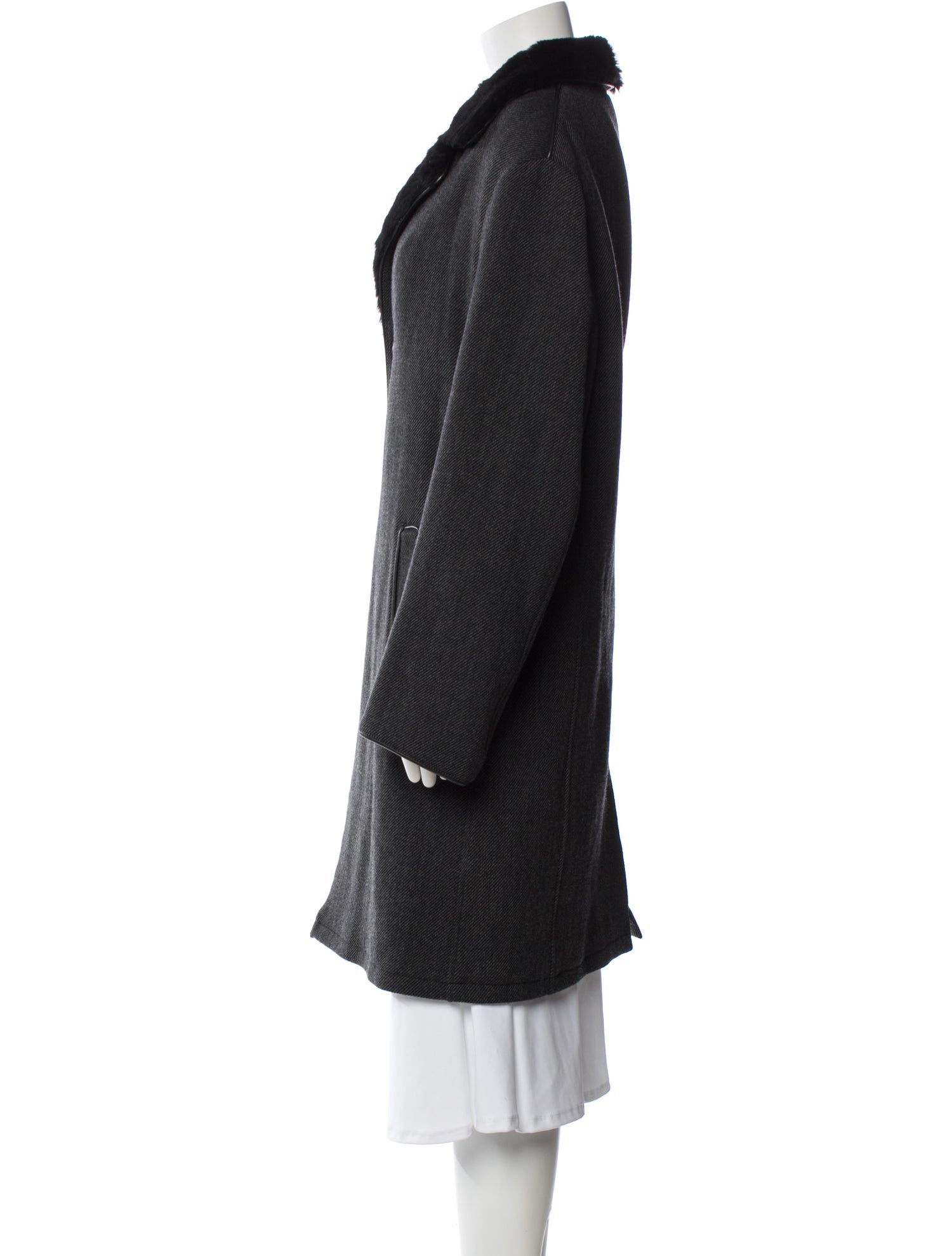 Armani Collezioni Wool Faux Fur Coat