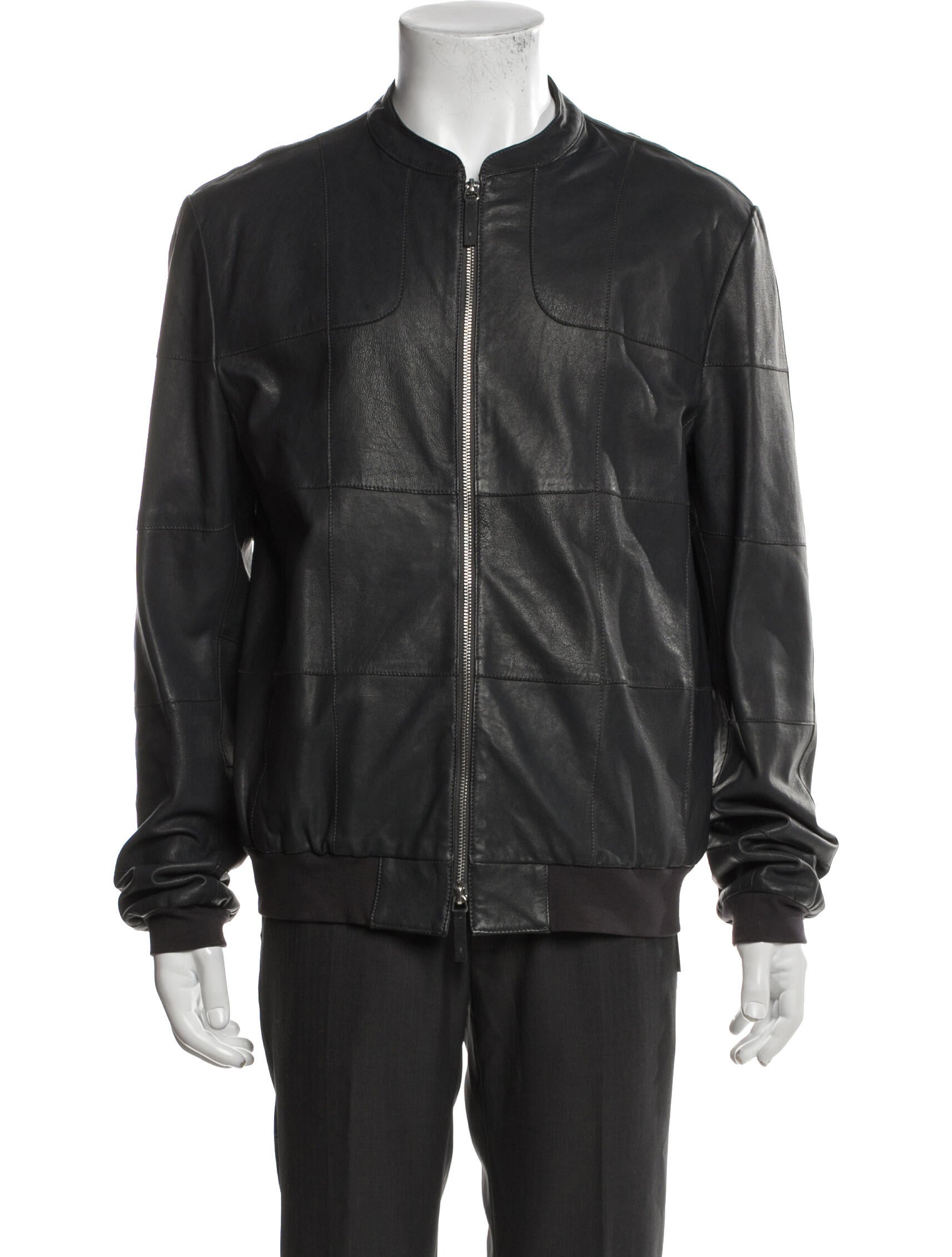 Armani Collezioni Lamb Leather Bomber Jacket