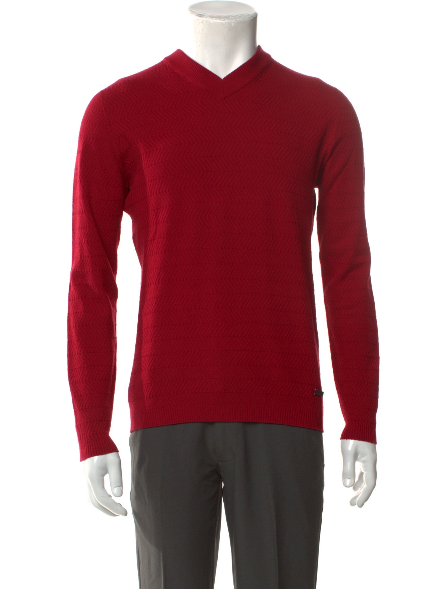 Armani Collezioni Patterned V-Neck Pullover