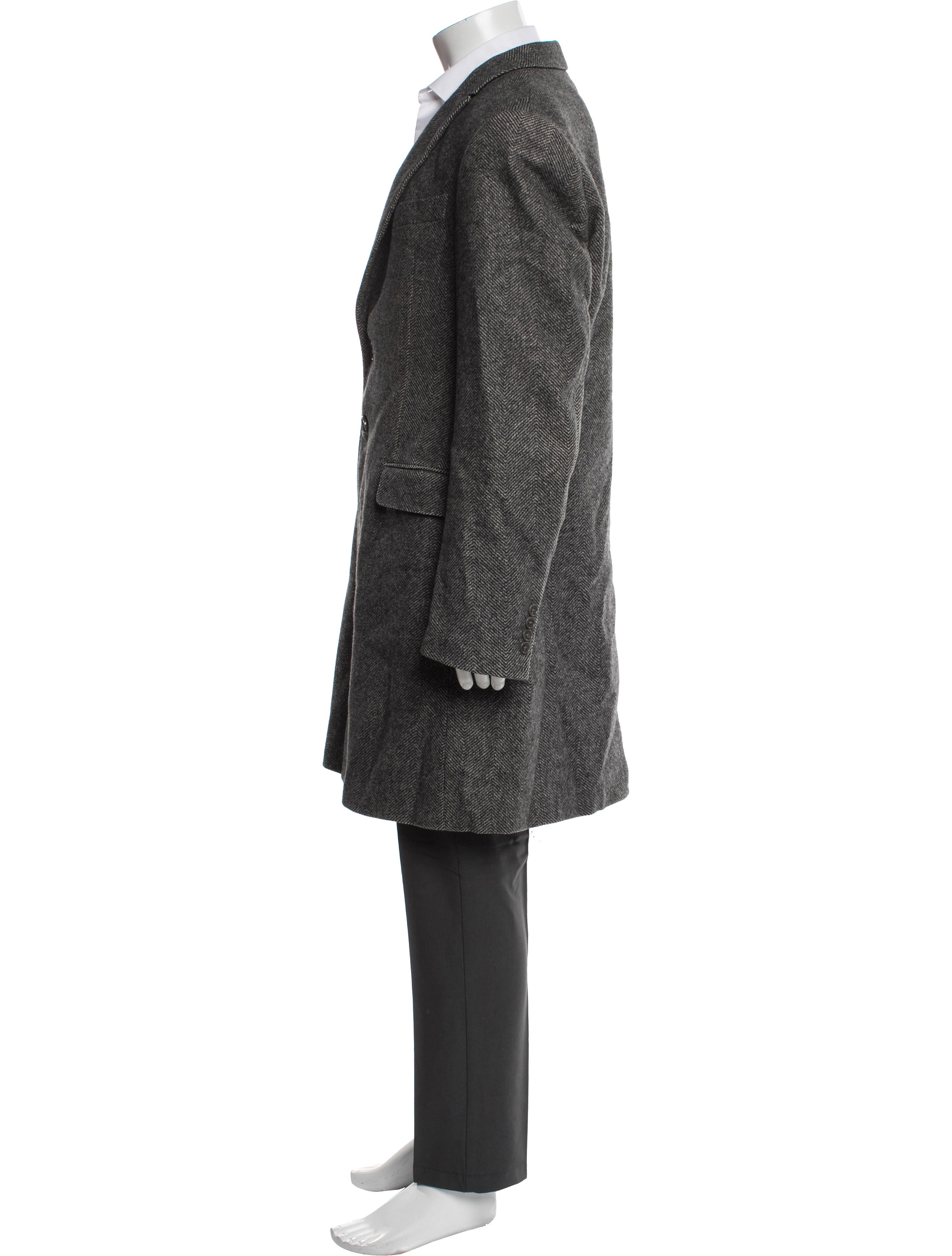 Armani Collezioni Virgin Wool Tweed Pattern Coat