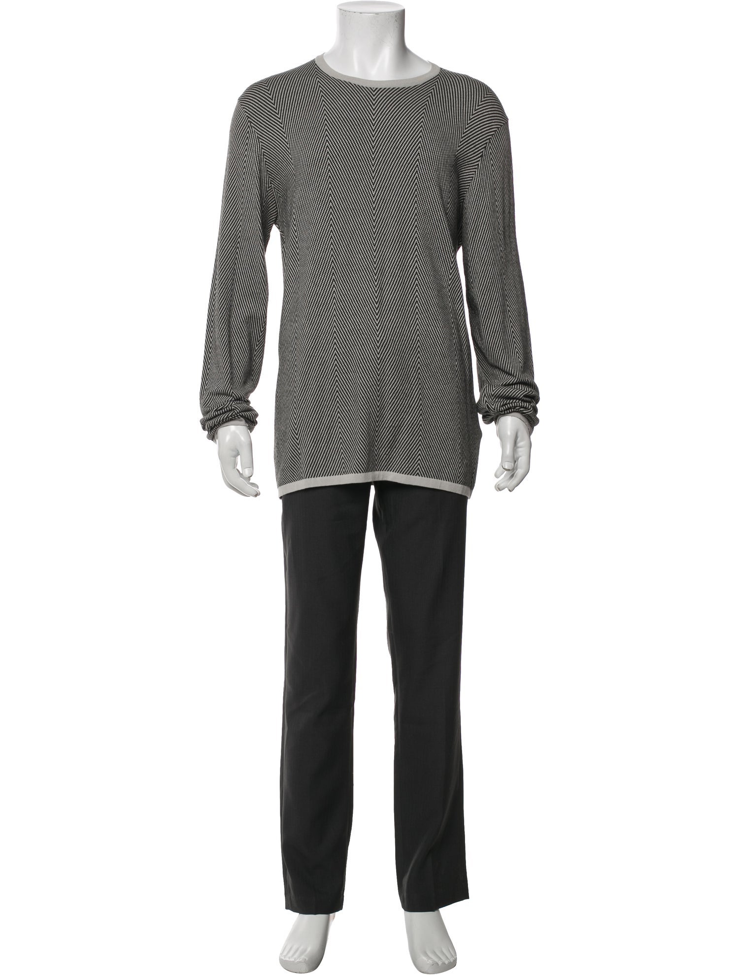 Armani Collezioni Patterned Crew Neck Pullover