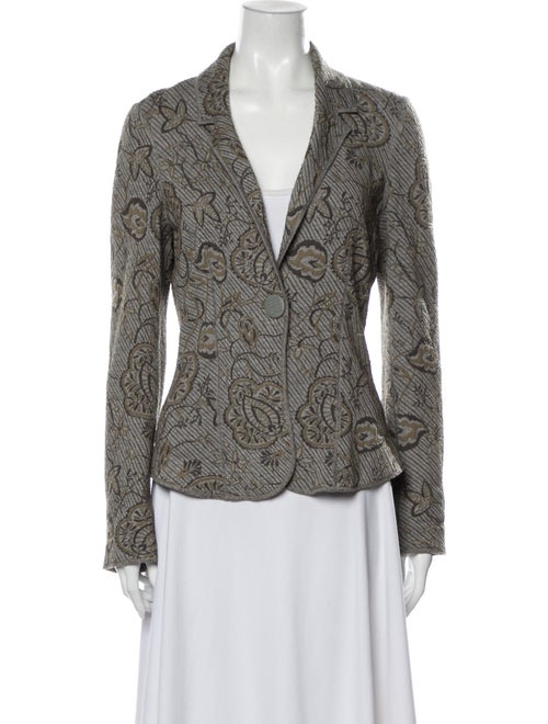 Armani Collezioni Paisley Print Blazer Grey