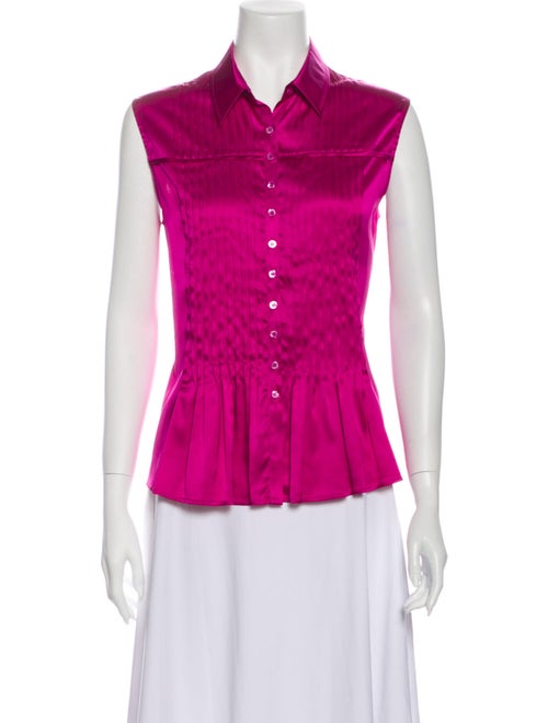 Armani Collezioni Silk Sleeveless Button-Up Top Pu