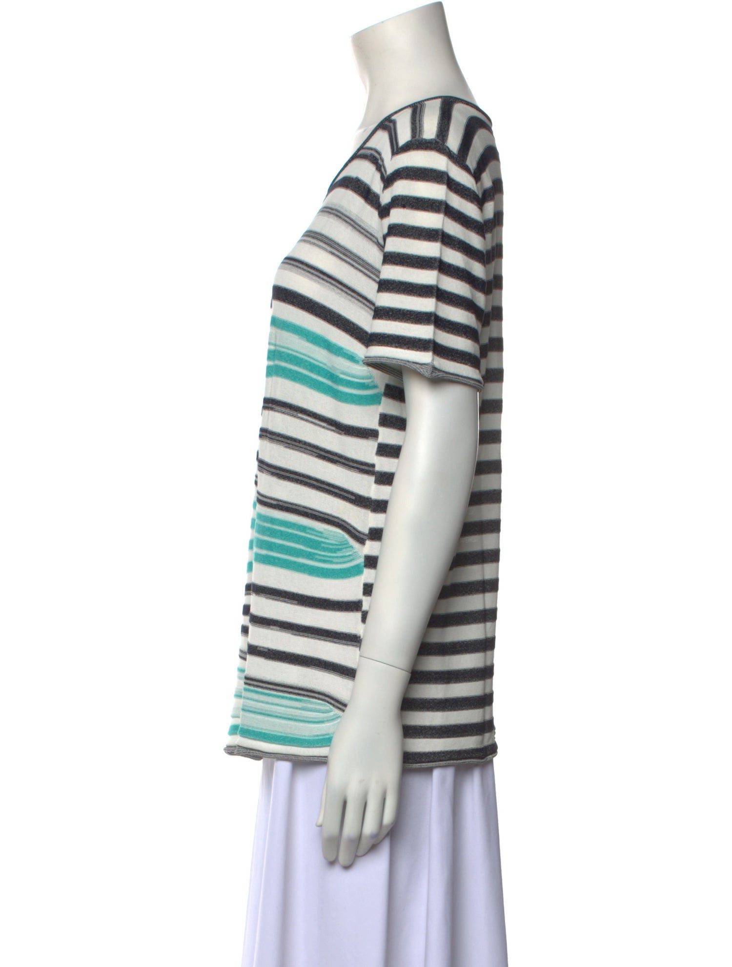 Armani Collezioni Striped Scoop Neck T-Shirt