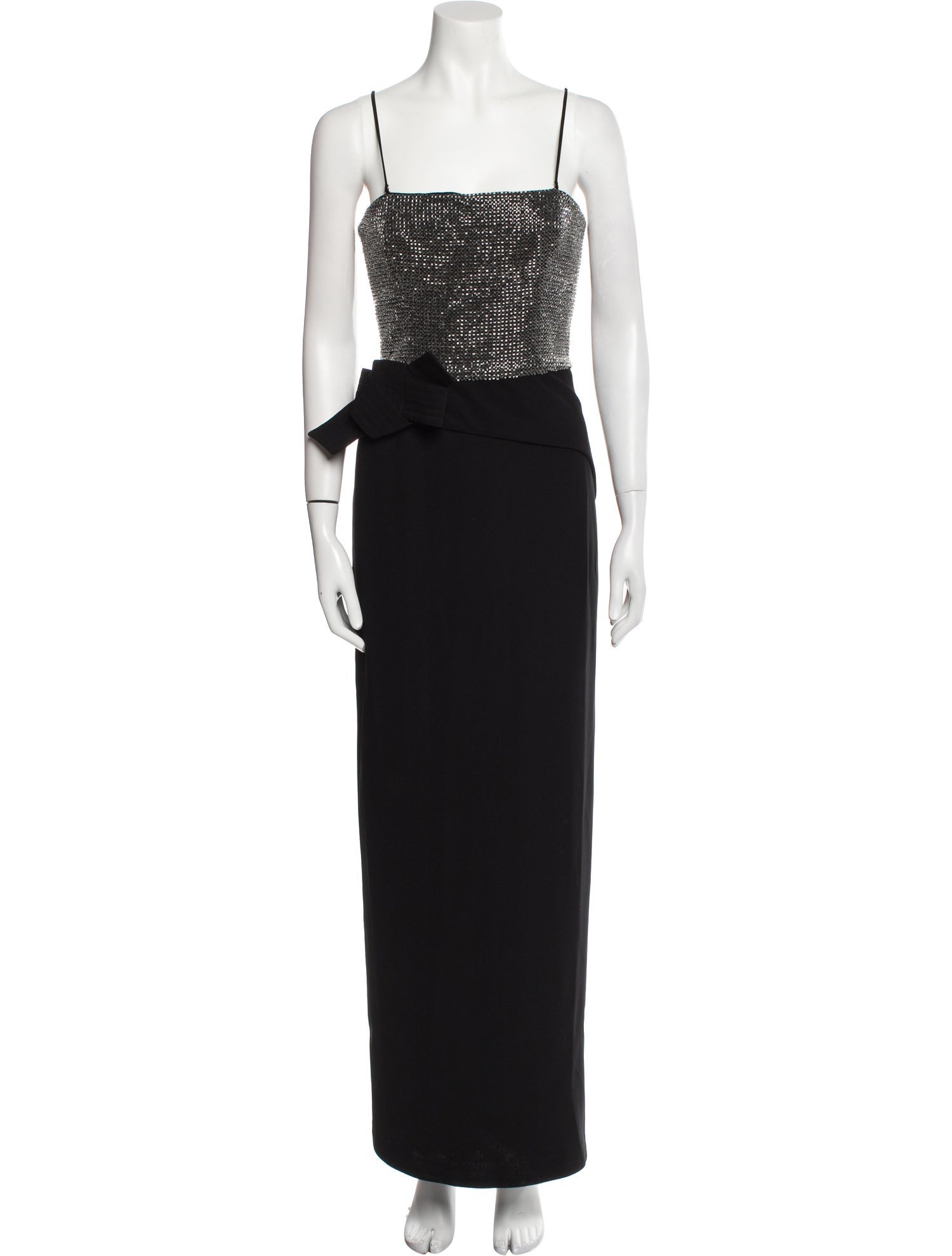 Armani Collezioni Square Neckline Long Dress - Black Dresses 