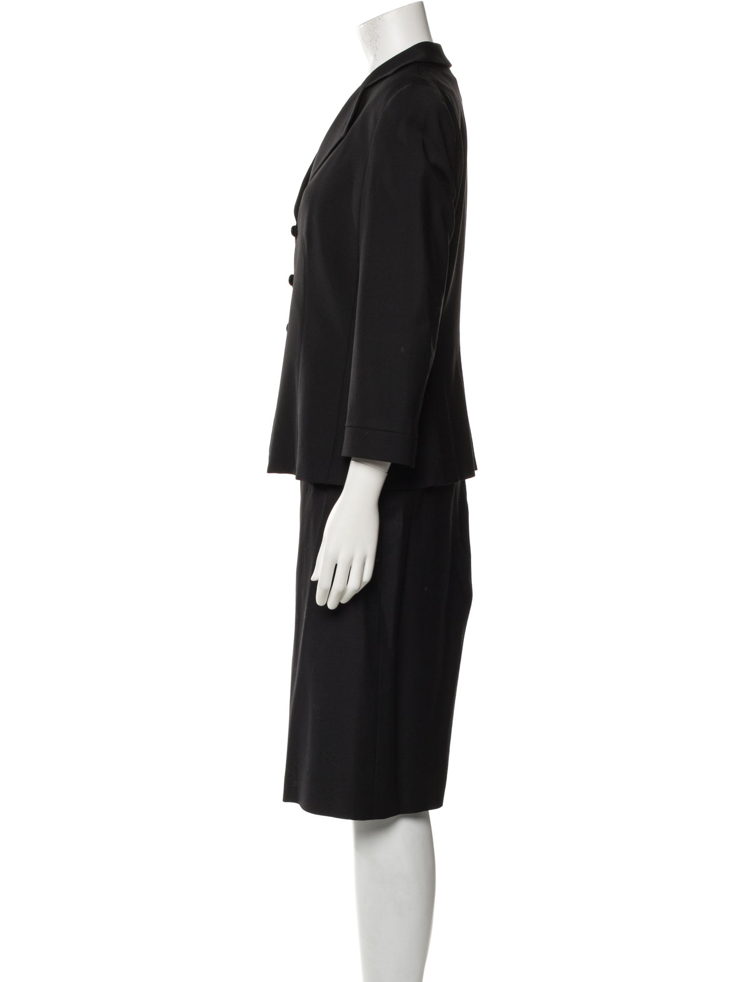 Armani Collezioni Wool Pleated Accents Skirt Suit