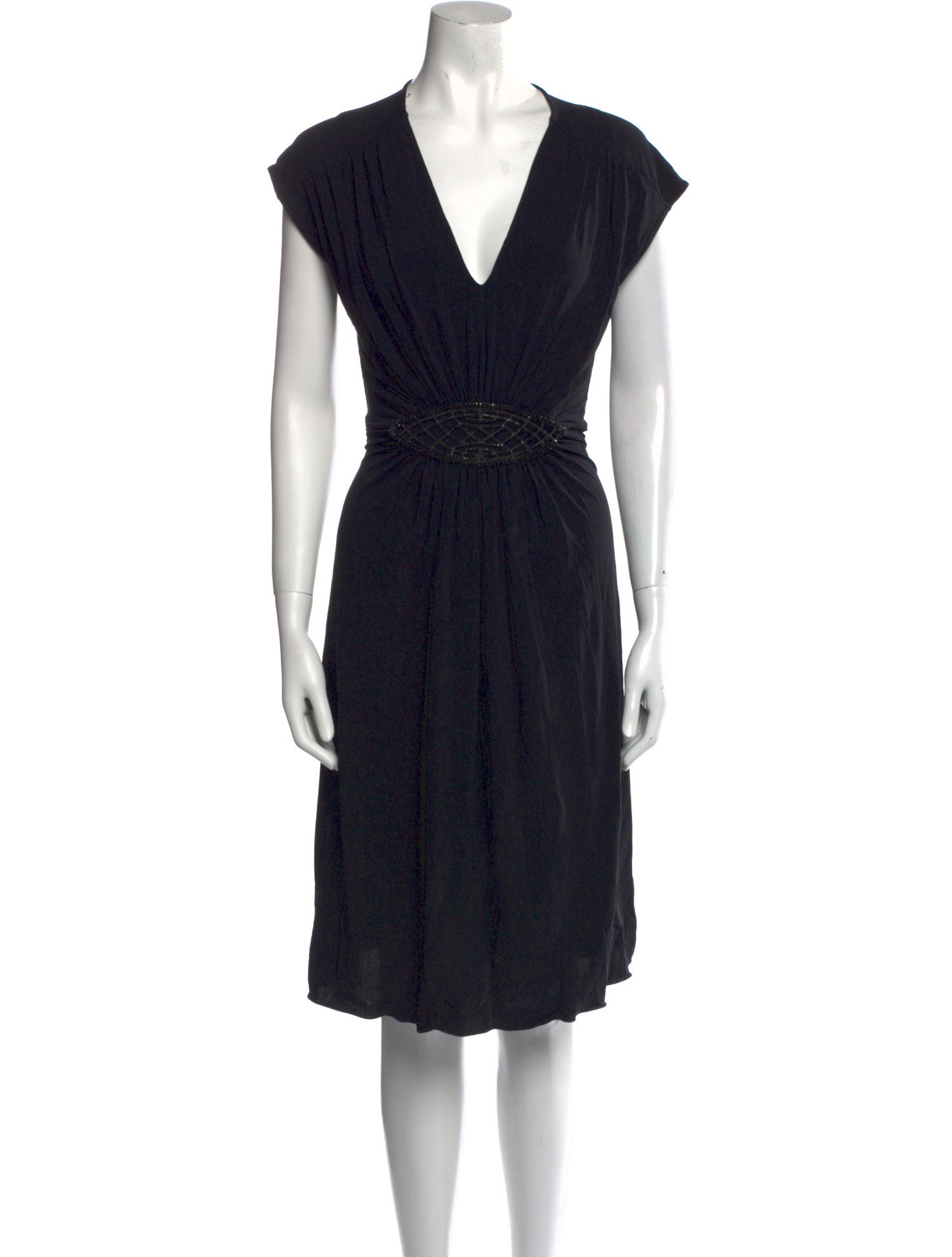 Armani Collezioni Plunge Neckline Knee-Length Dress