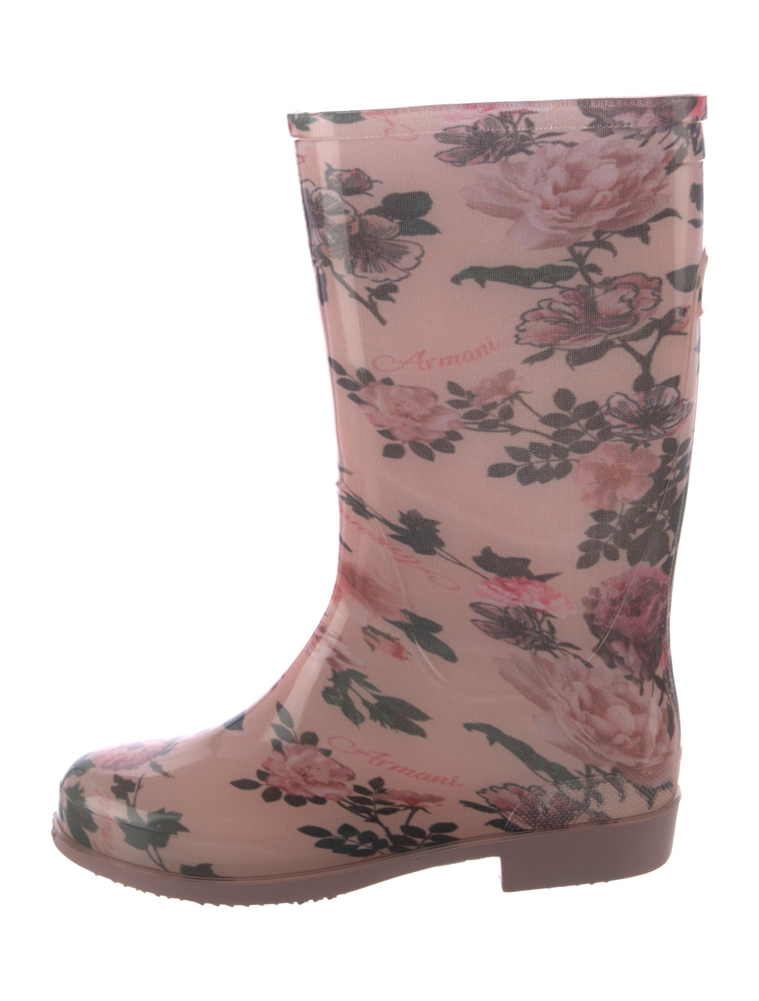 Armani Collezioni Rubber Floral Print Rain Boots