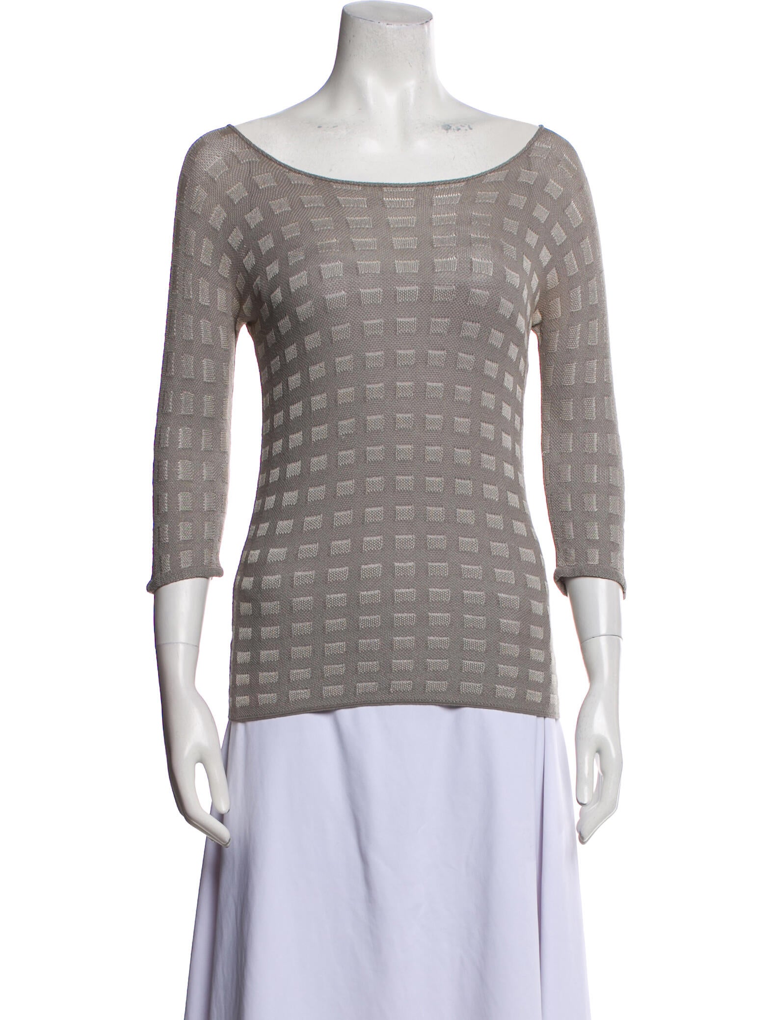 Armani Collezioni Bateau Neckline Three-Quarter Sleeve Top