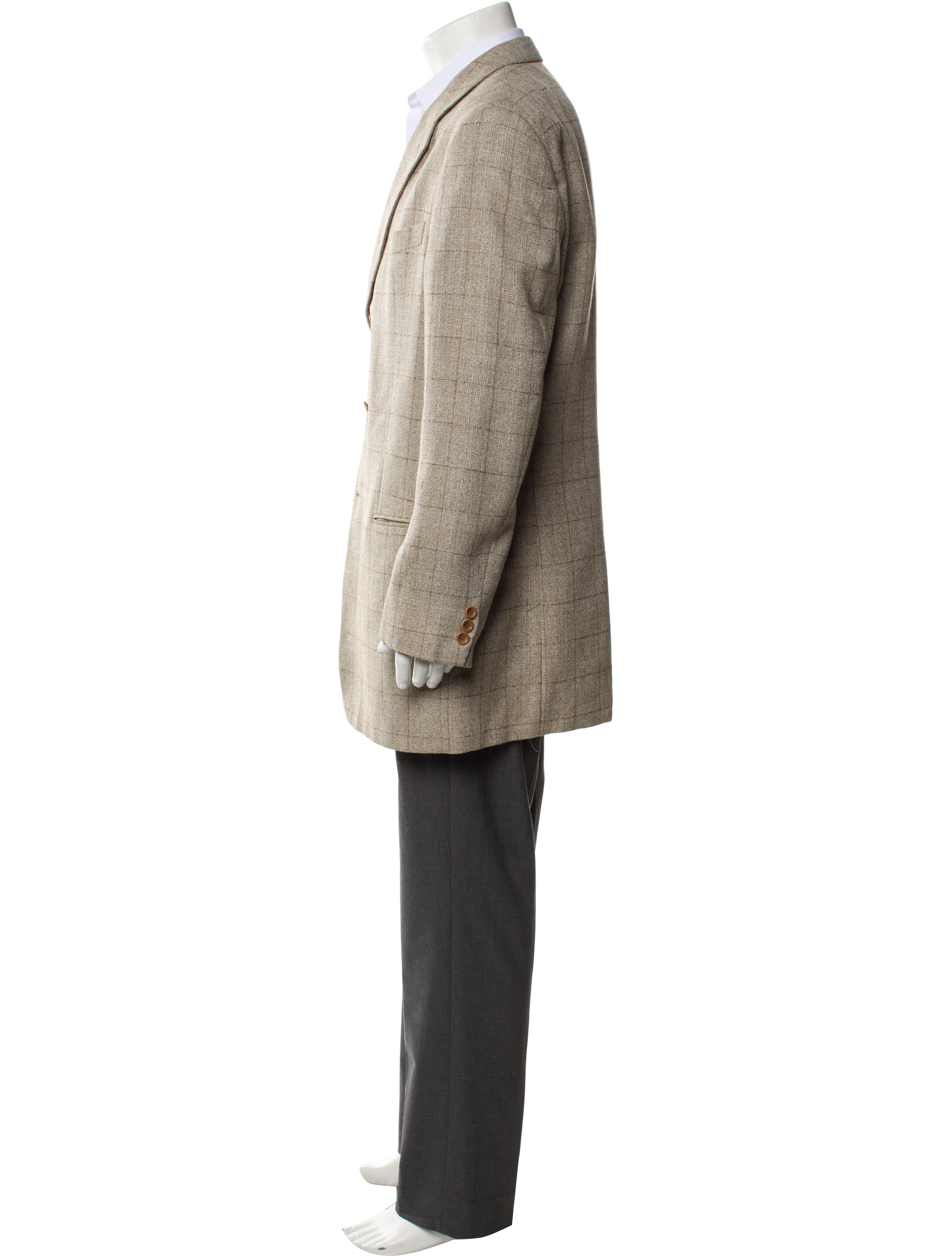 Armani Collezioni Wool Plaid Print Blazer