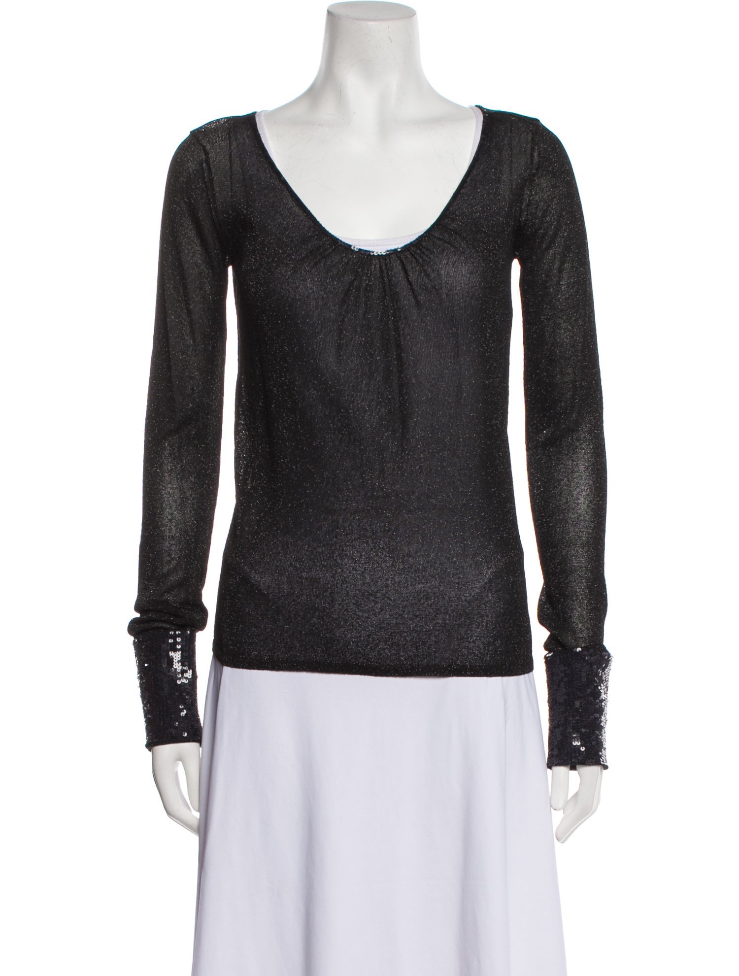 Armani Collezioni Scoop Neck Long Sleeve Top