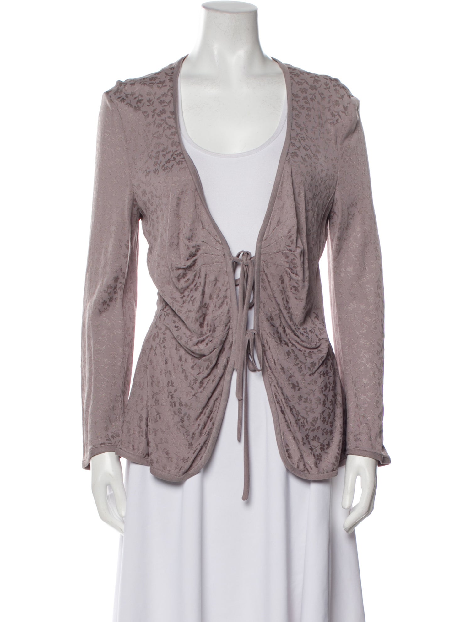 Armani Collezioni Plunge Neckline Long Sleeve Top