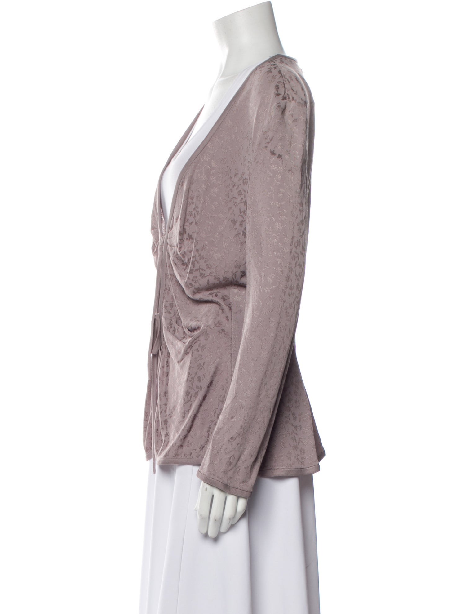 Armani Collezioni Plunge Neckline Long Sleeve Top