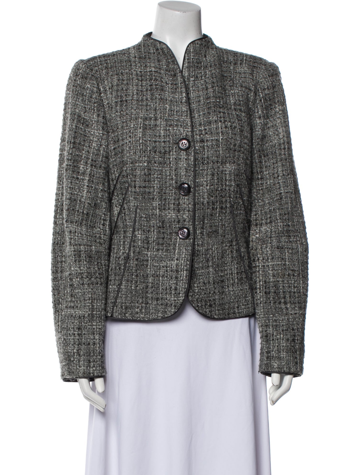 Armani Collezioni Virgin Wool Tweed Pattern Evening Jacket