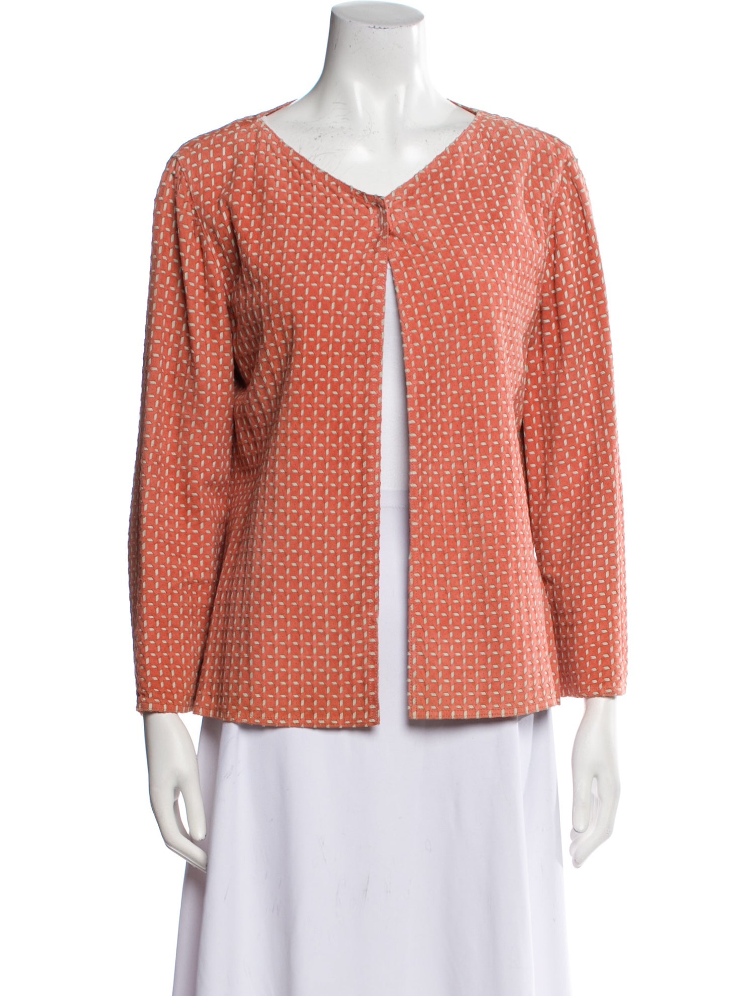 Armani Collezioni Leather Plaid Print Jacket