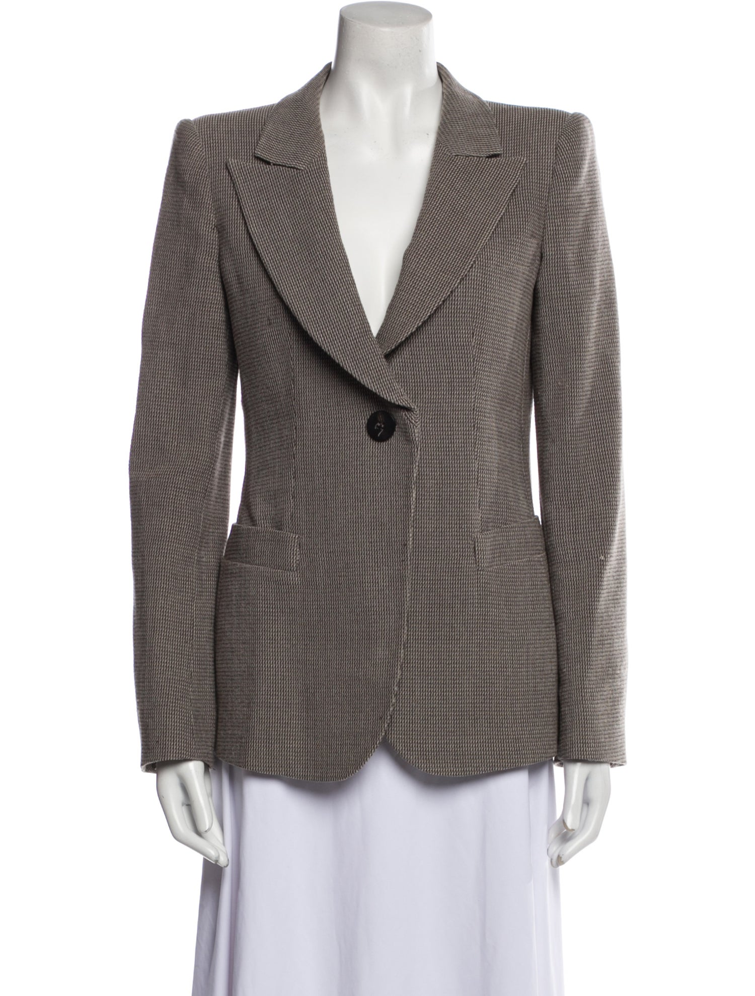 Armani Collezioni Silk Plaid Print Blazer