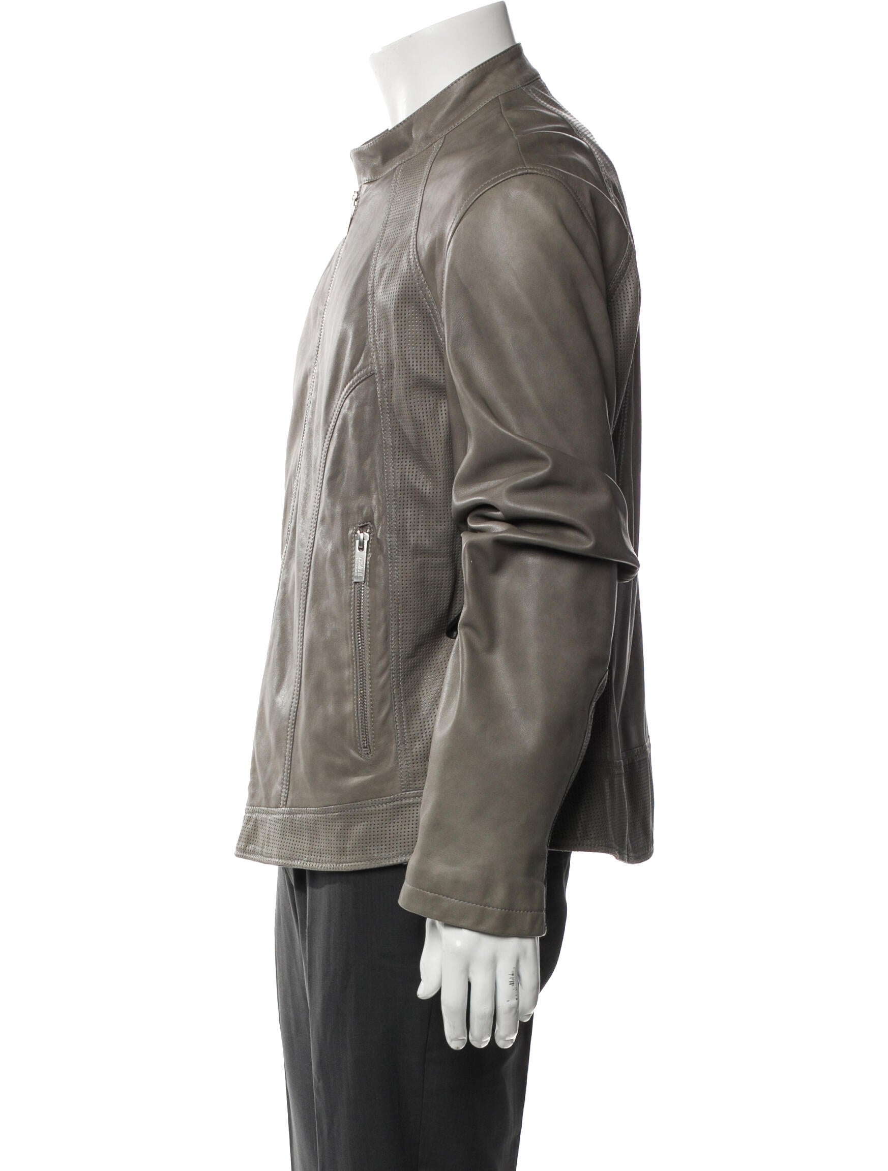 Armani Collezioni Lamb Leather Moto Jacket