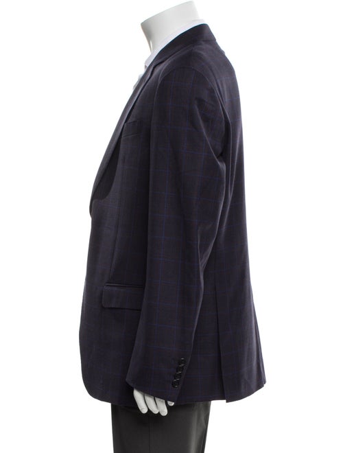 Armani Collezioni Virgin Wool Plaid Print Blazer