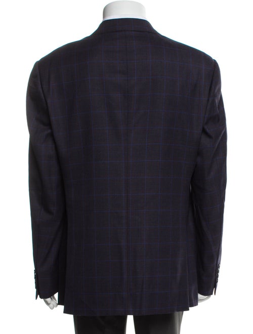 Armani Collezioni Virgin Wool Plaid Print Blazer