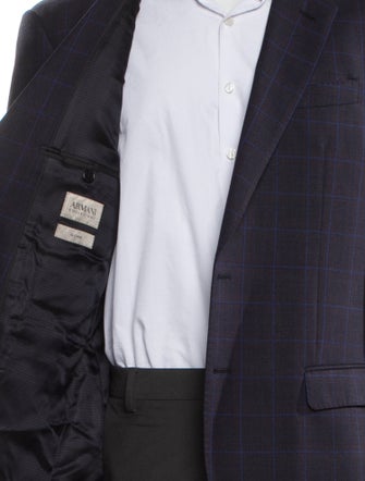 Armani Collezioni Virgin Wool Plaid Print Blazer