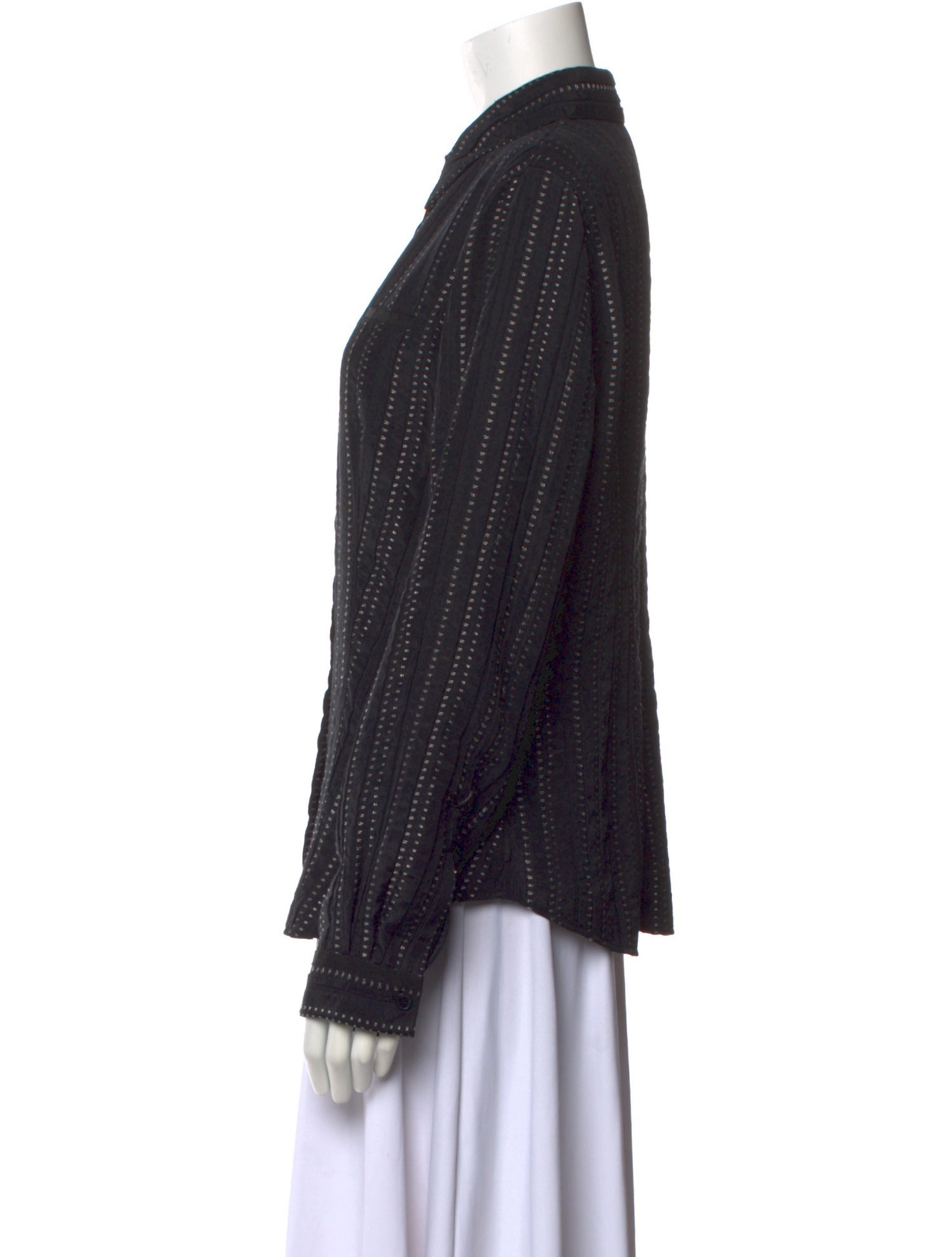 Armani Collezioni Striped Long Sleeve Button-Up Top