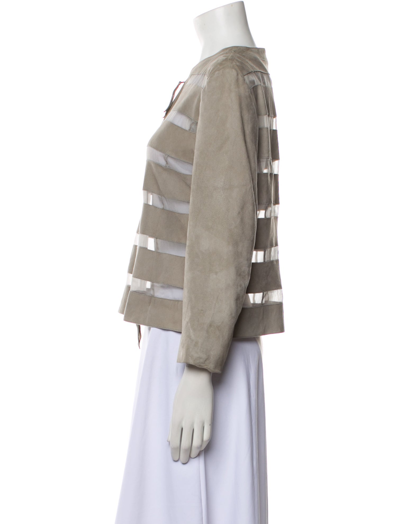 Armani Collezioni Goat Leather Striped Evening Jacket