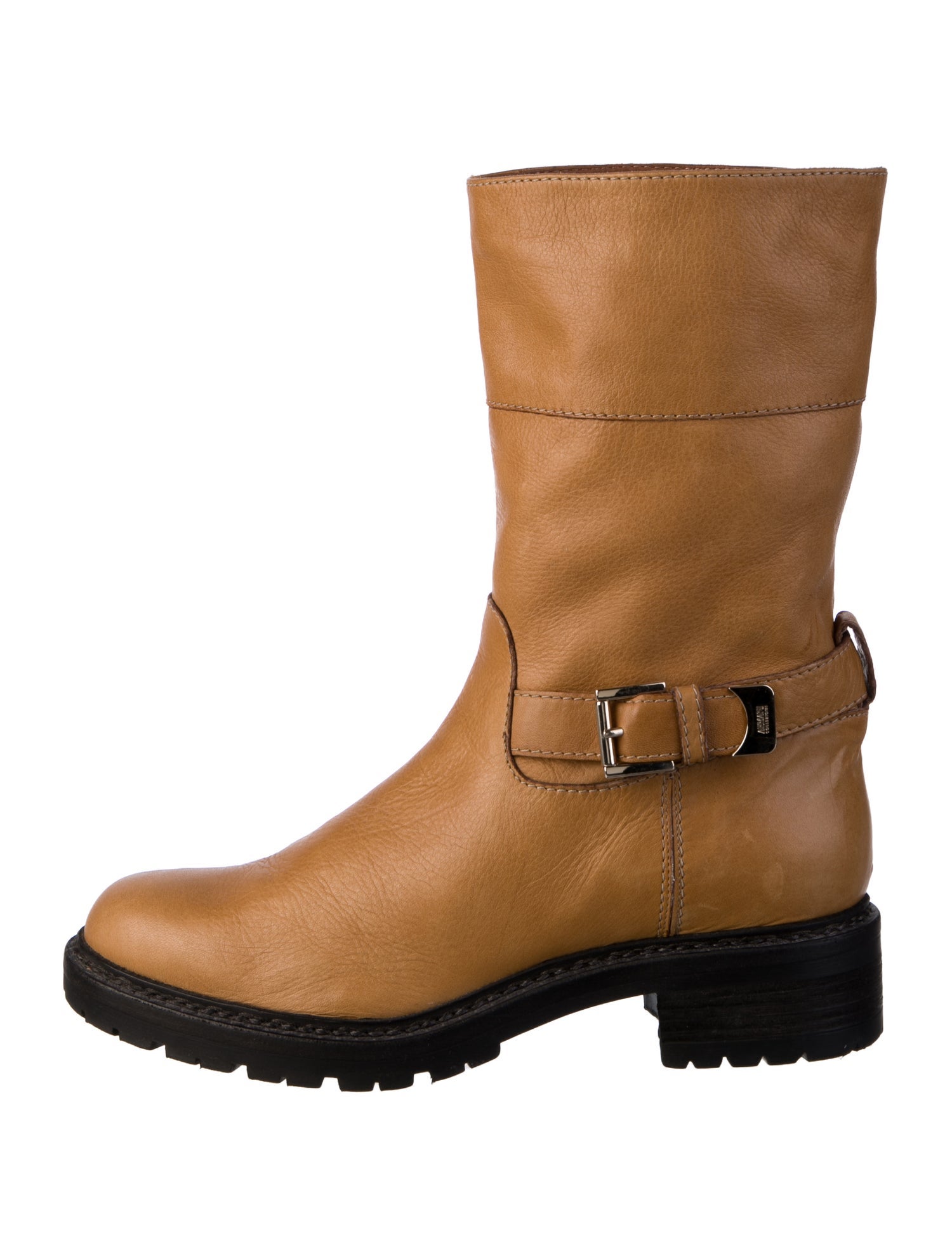 Armani Collezioni Leather Moto Boots