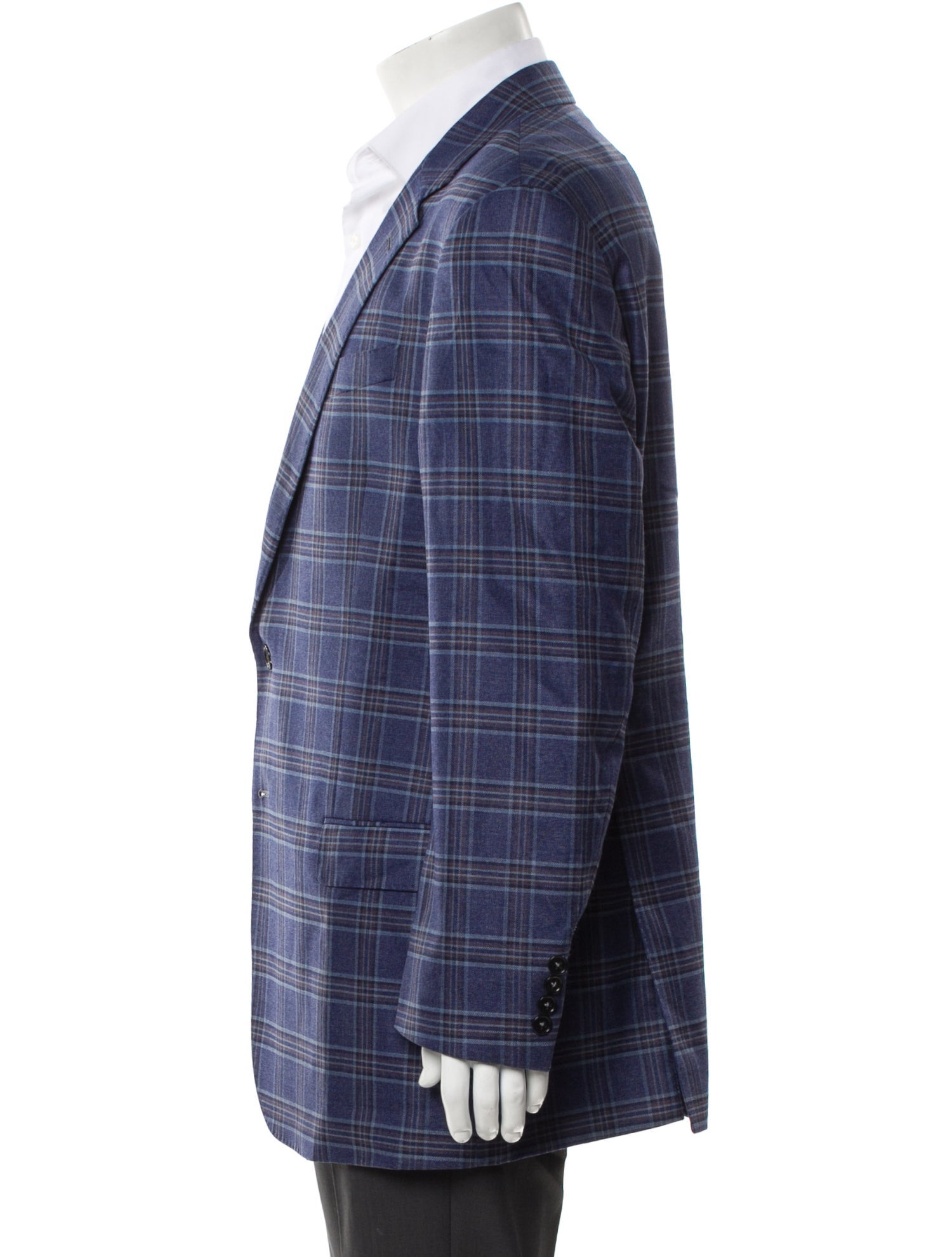 Armani Collezioni Virgin Wool Plaid Print Blazer