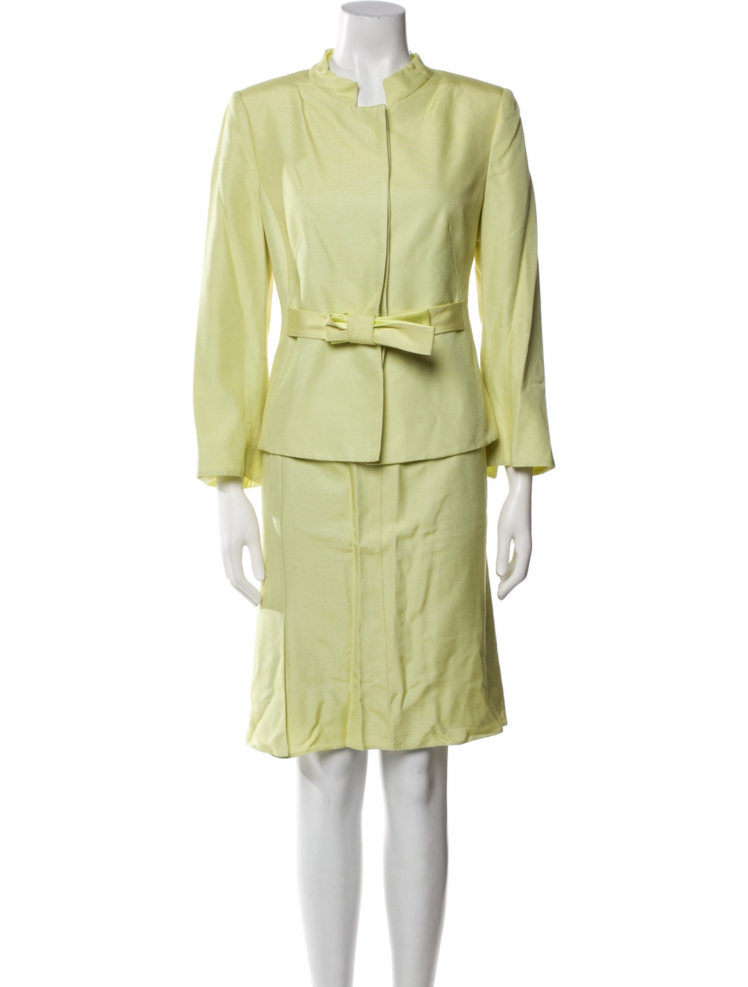 Armani Collezioni Silk Bow Accents Skirt Suit