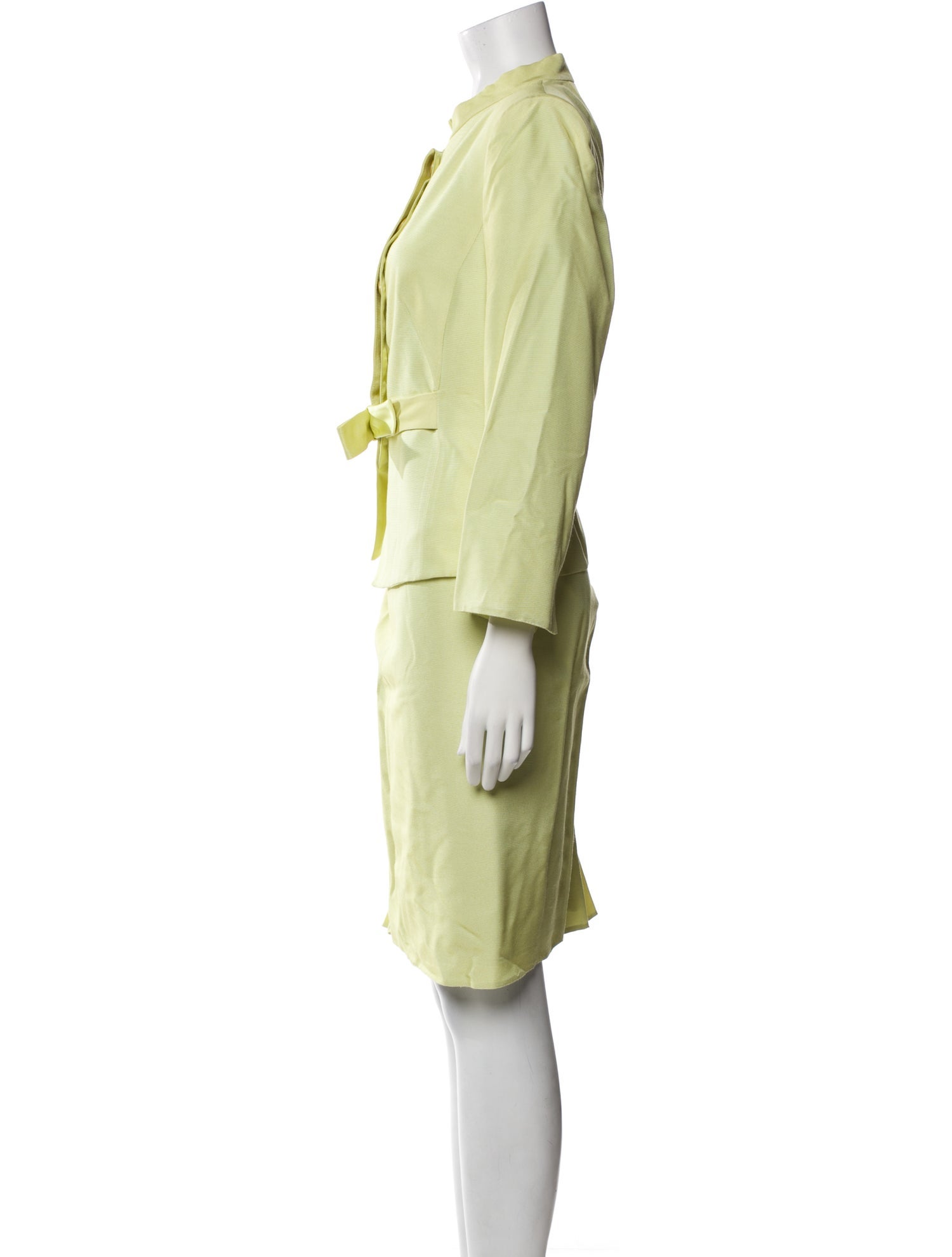 Armani Collezioni Silk Bow Accents Skirt Suit