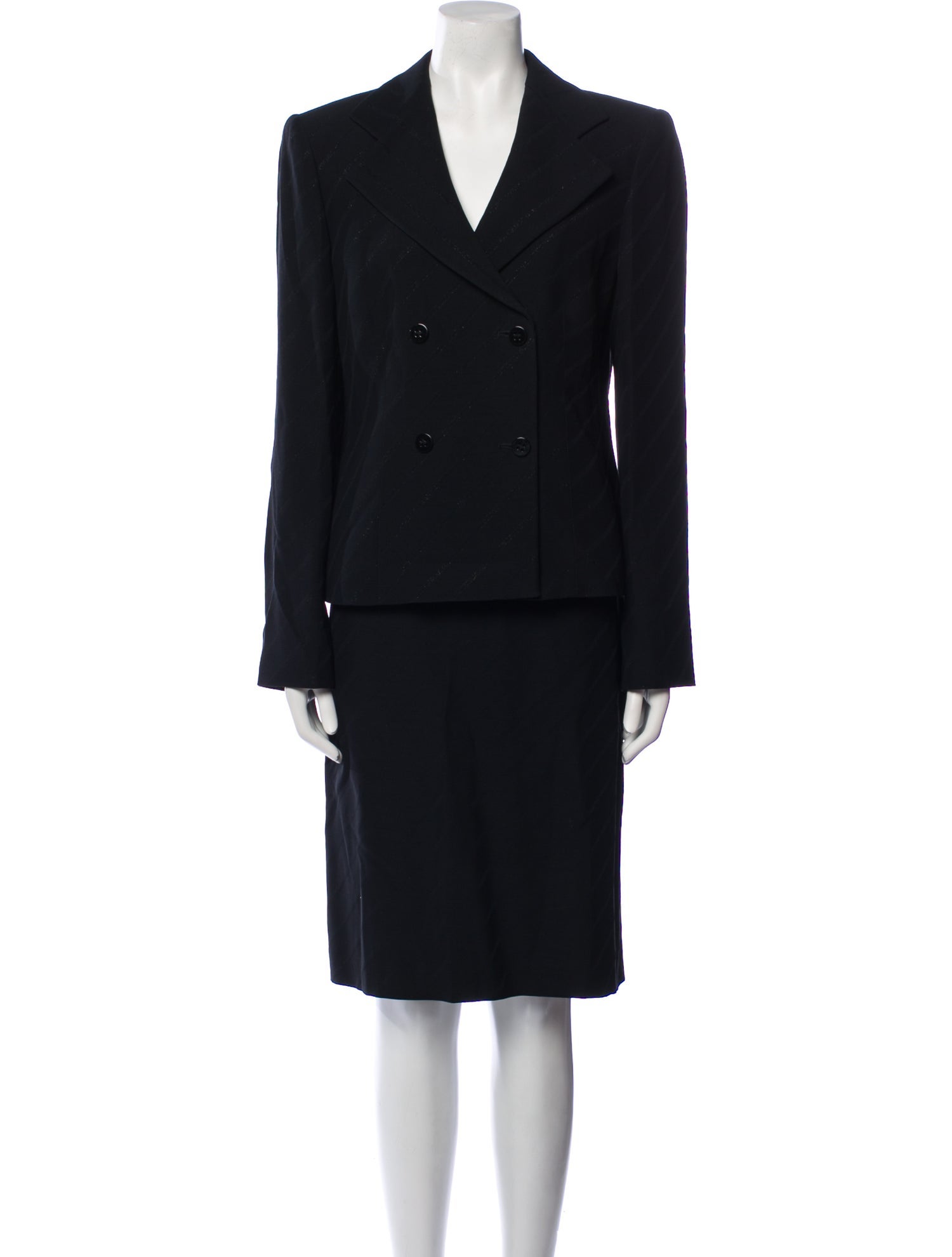 Armani Collezioni Wool Pleated Accents Skirt Suit