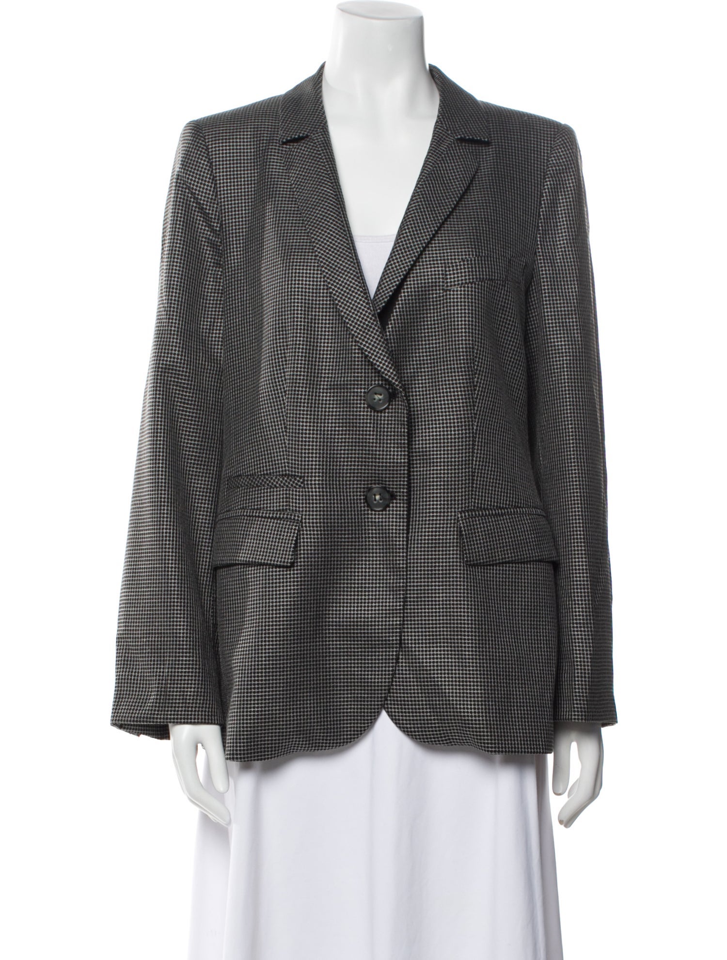 Armani Collezioni Virgin Wool Plaid Print Blazer