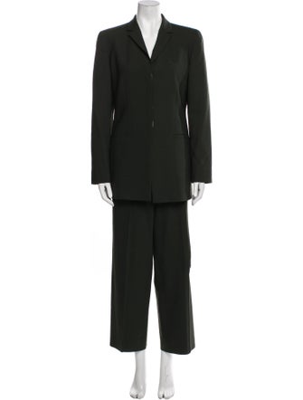 Armani Collezioni Virgin Wool Ruffle Embellishment Pantsuit