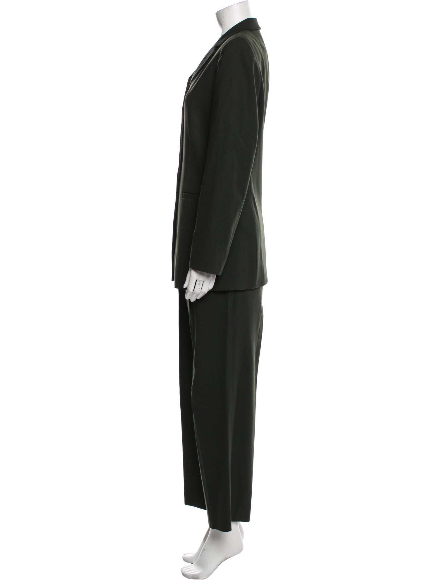 Armani Collezioni Virgin Wool Ruffle Embellishment Pantsuit