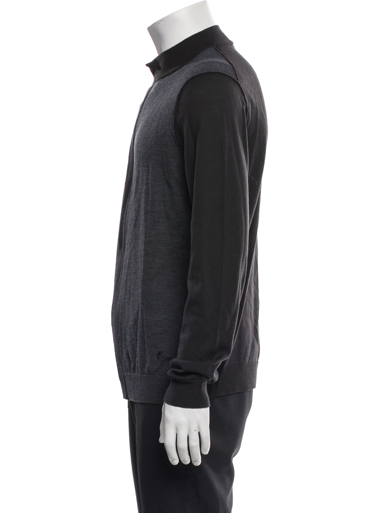 Armani Collezioni Wool Mock Neck Cardigan