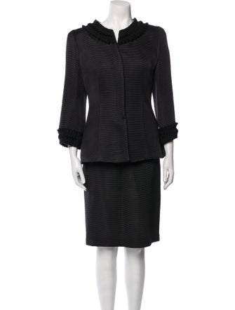 Armani Collezioni Wool Pleated Accents Skirt Suit