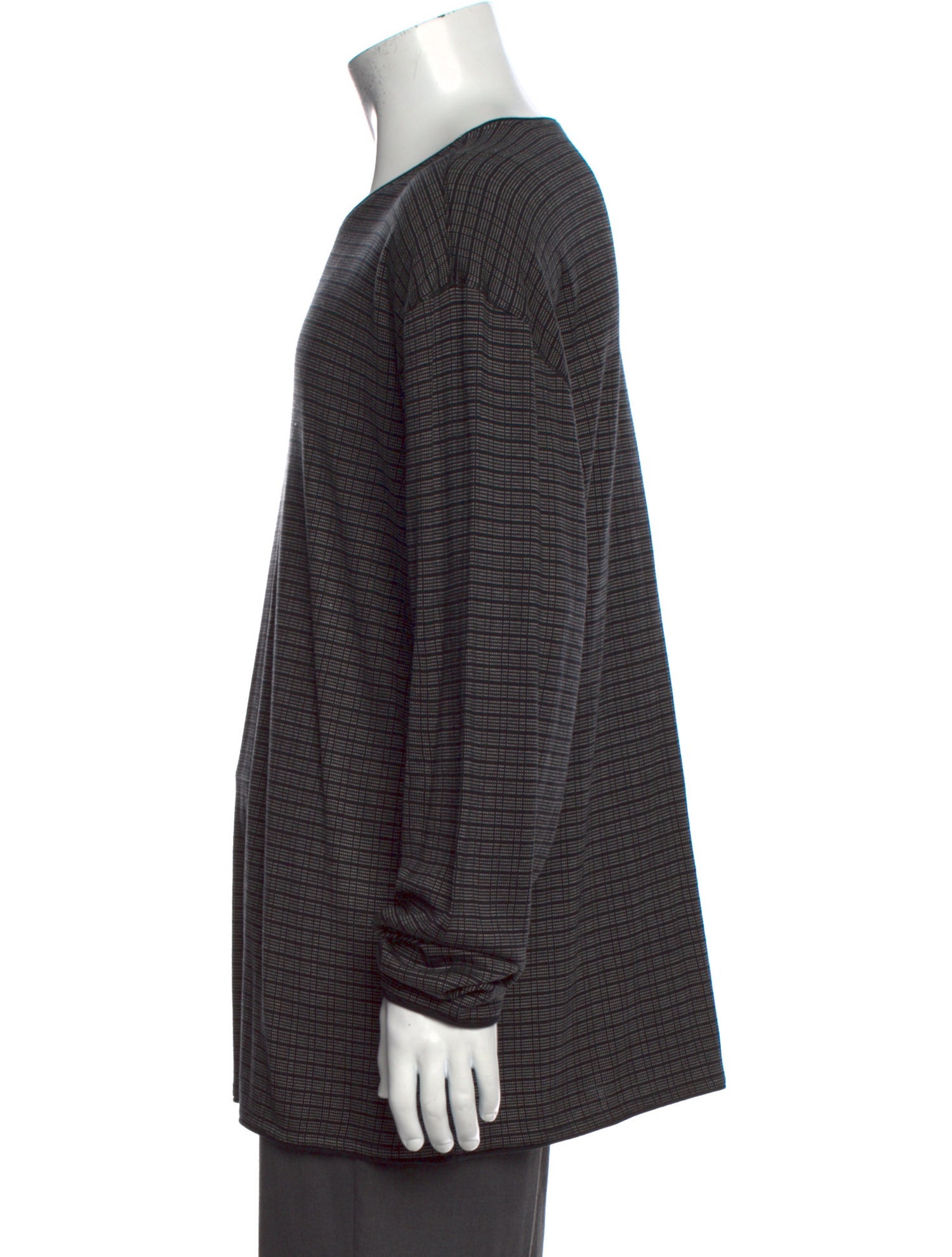 Armani Collezioni Silk Plaid Print Pullover