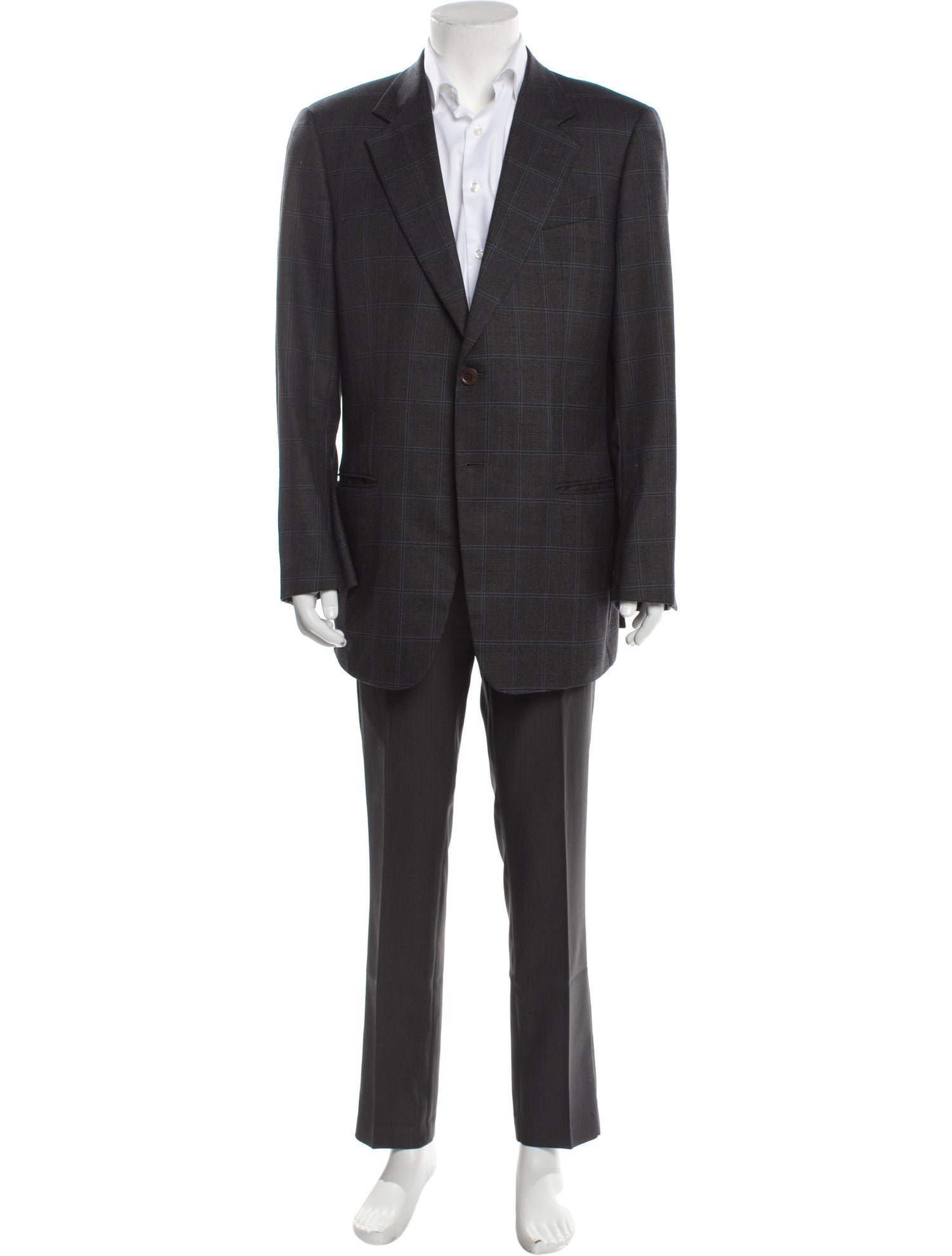 Armani Collezioni Wool Plaid Print Overcoat