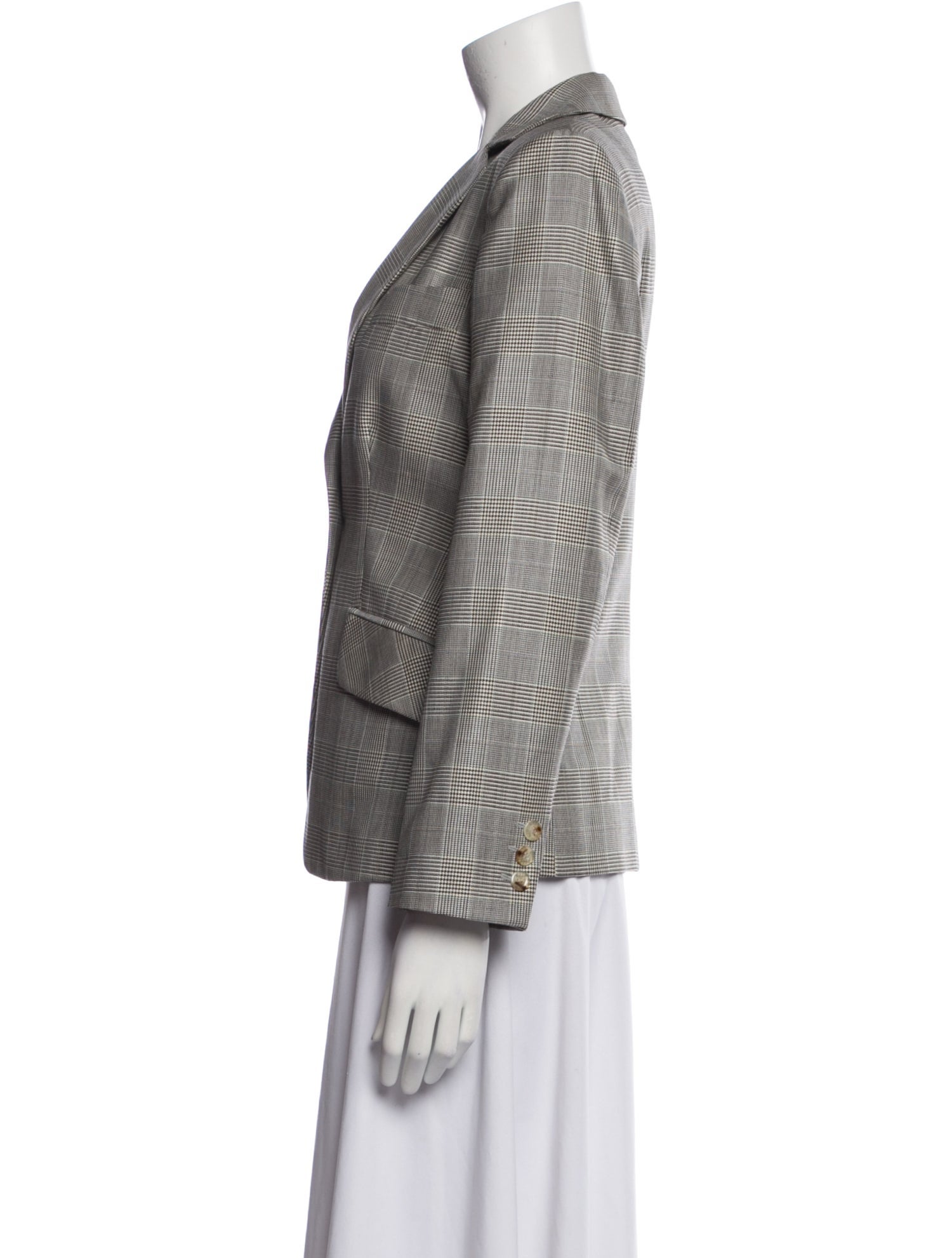 Armani Collezioni Wool Plaid Print Blazer