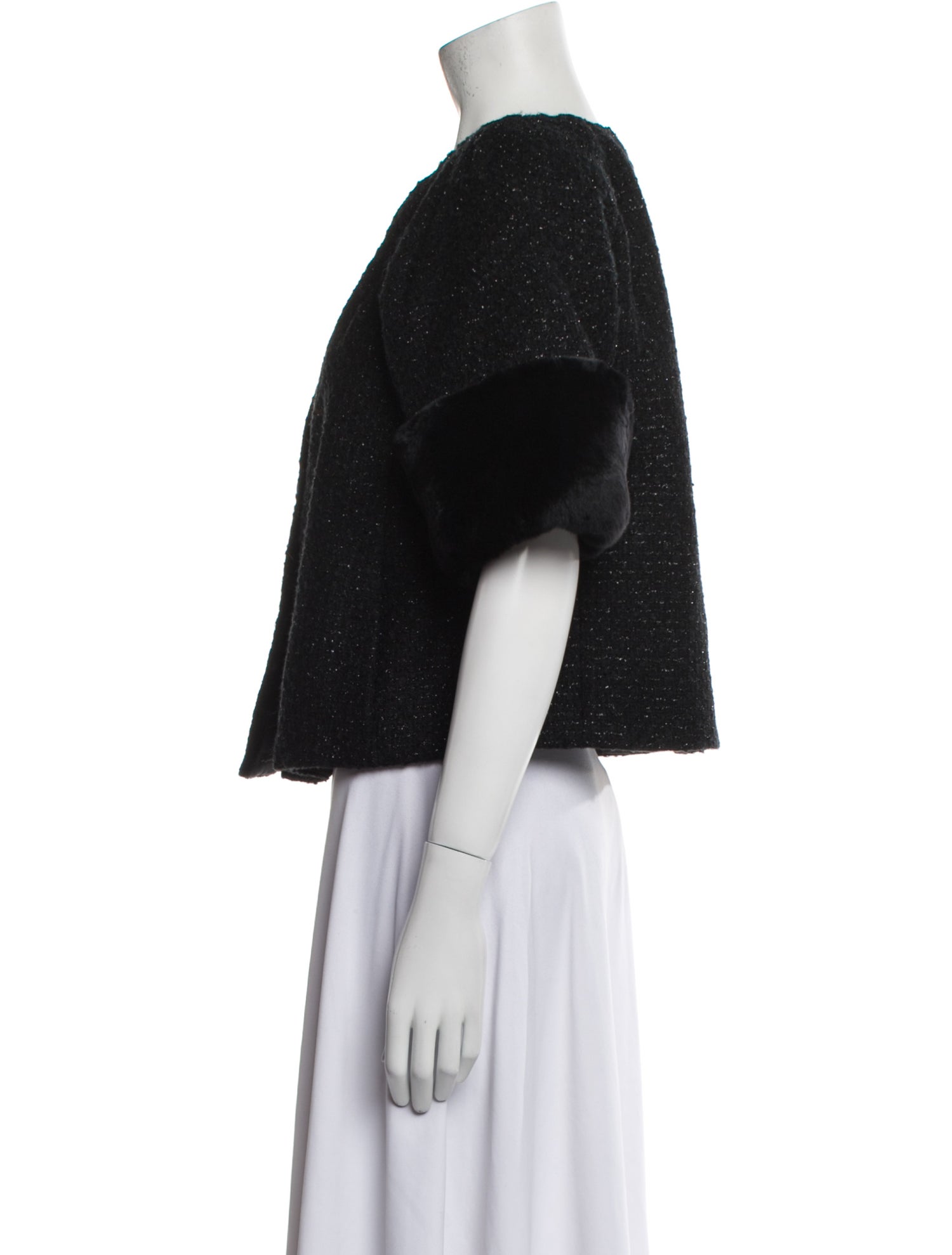 Armani Collezioni Wool Tweed Pattern Fur Jacket