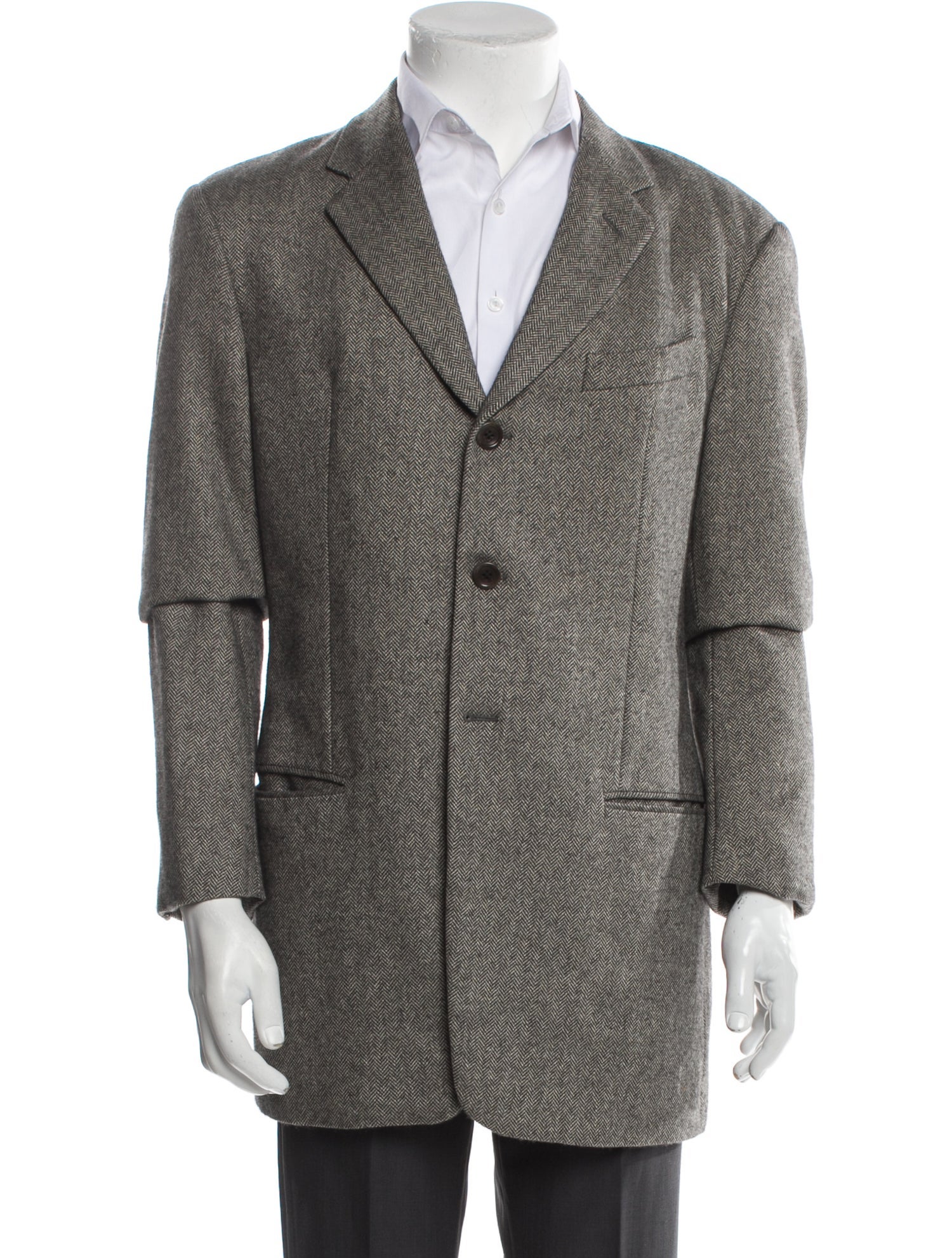 Armani Collezioni Cashmere Tweed Pattern Peacoat