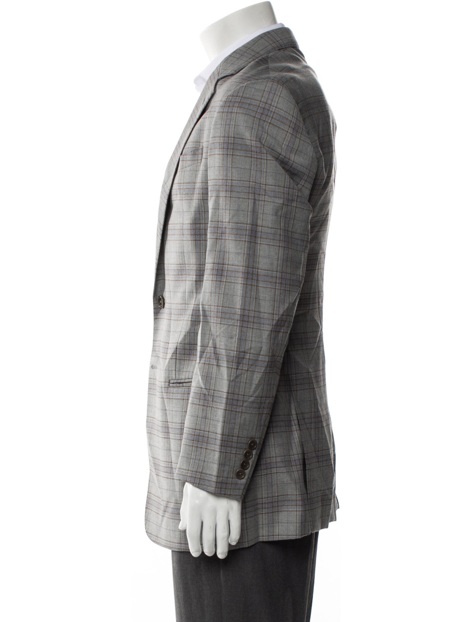 Armani Collezioni Wool Plaid Print Blazer