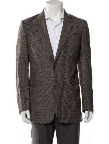 Armani Collezioni Suiting Wool Plaid Print Blazer M